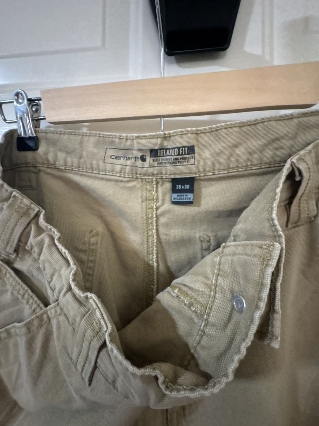 Carhartt Relaxed Fit Carpenter Pants Size 36x30 Tan Workwear 3