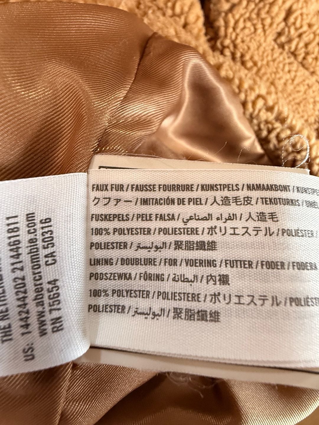 Abercrombie & Fitch The A&F Teddy Coat Size M Camel Faux Fur Jacket 5