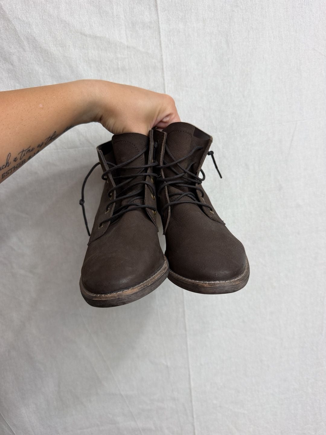 Diba True Ankle Boots Size 10 Brown Leather Lace Up Booties 5