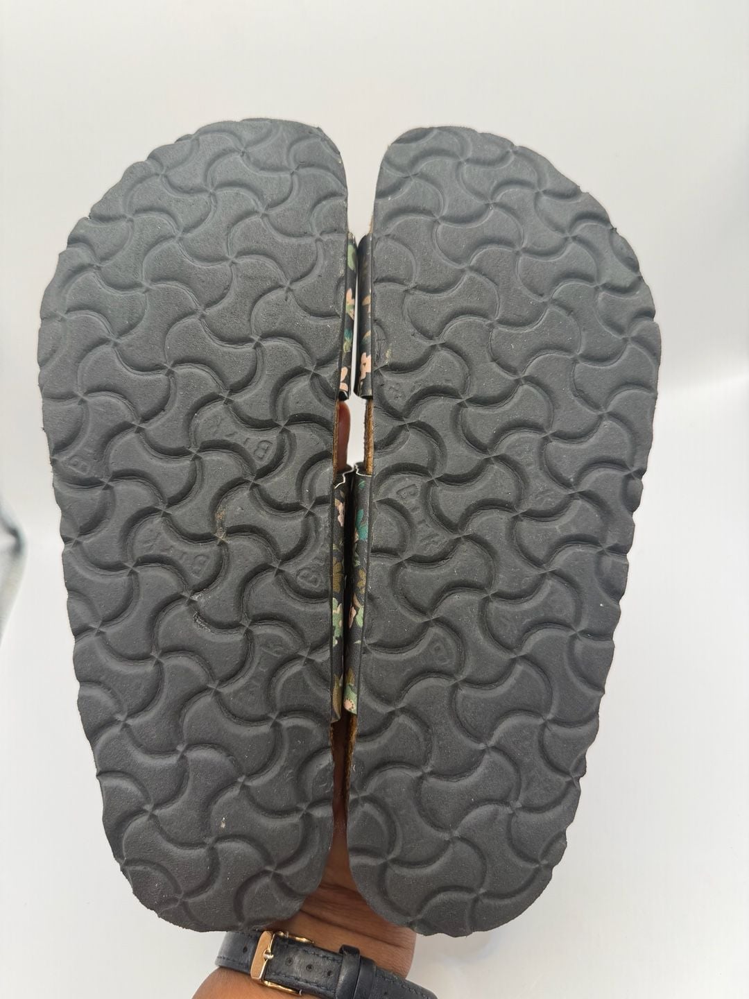 Birkenstock Arizona Sandals Size 37 Floral Black Leather 5