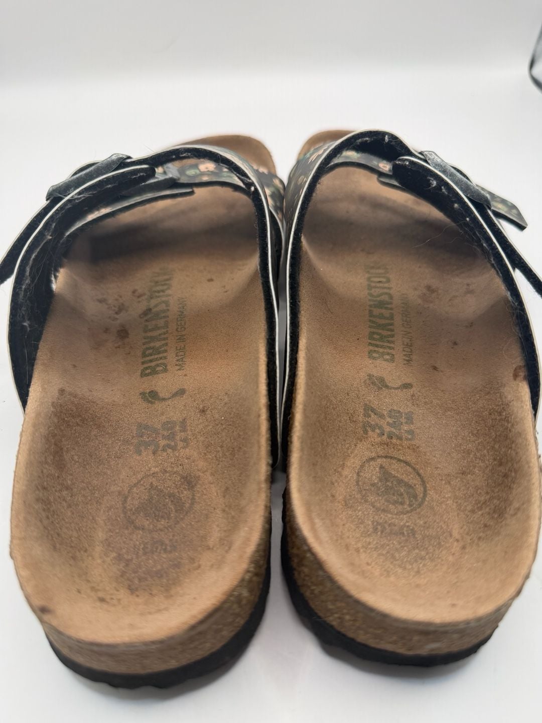 Birkenstock Arizona Sandals Size 37 Floral Black Leather 7