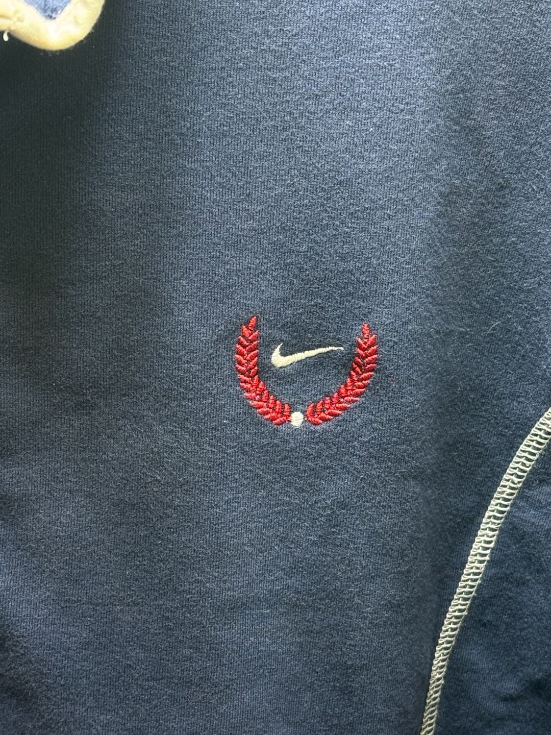 Nike Full Zip Track Jacket Blue Cotton Spandex Wreath Logo Men’s size XL 3