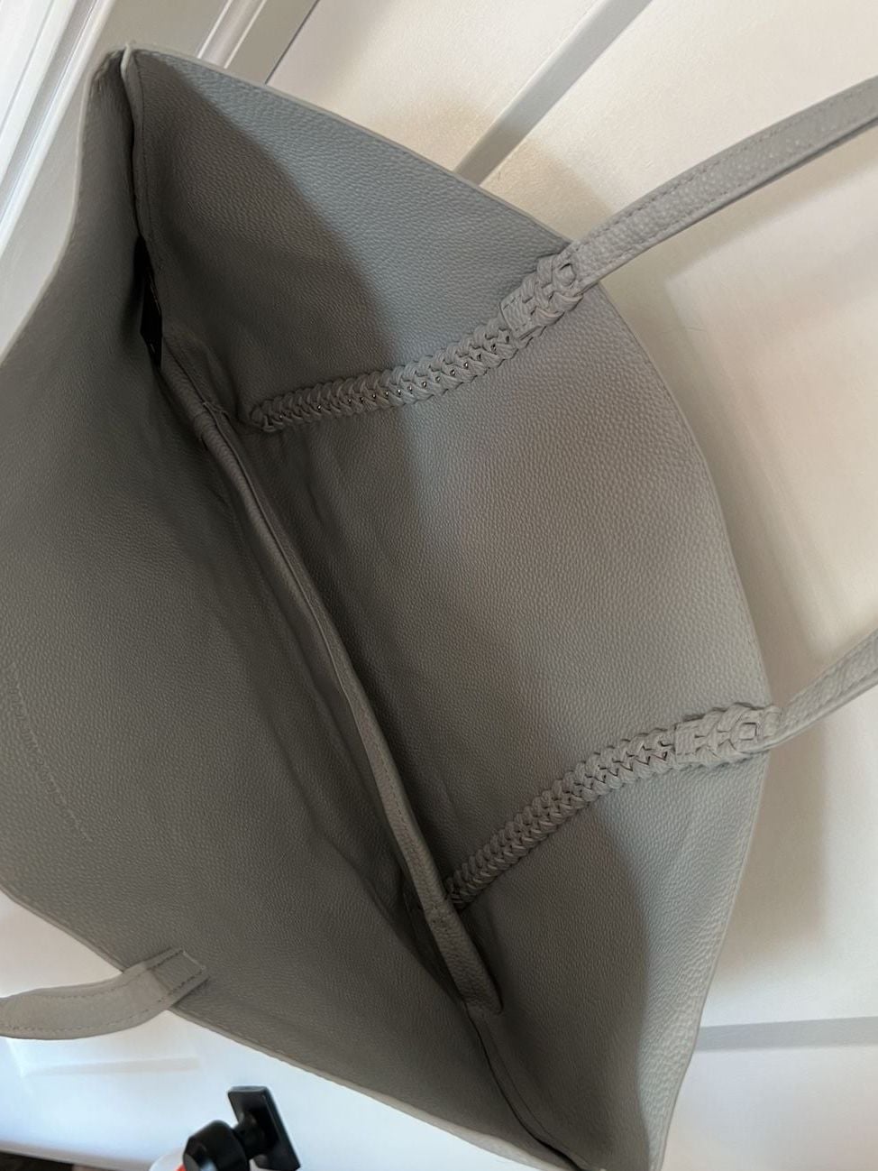 Badgley Mischka Gray Pebbled Leather Chain Tote Bag 9