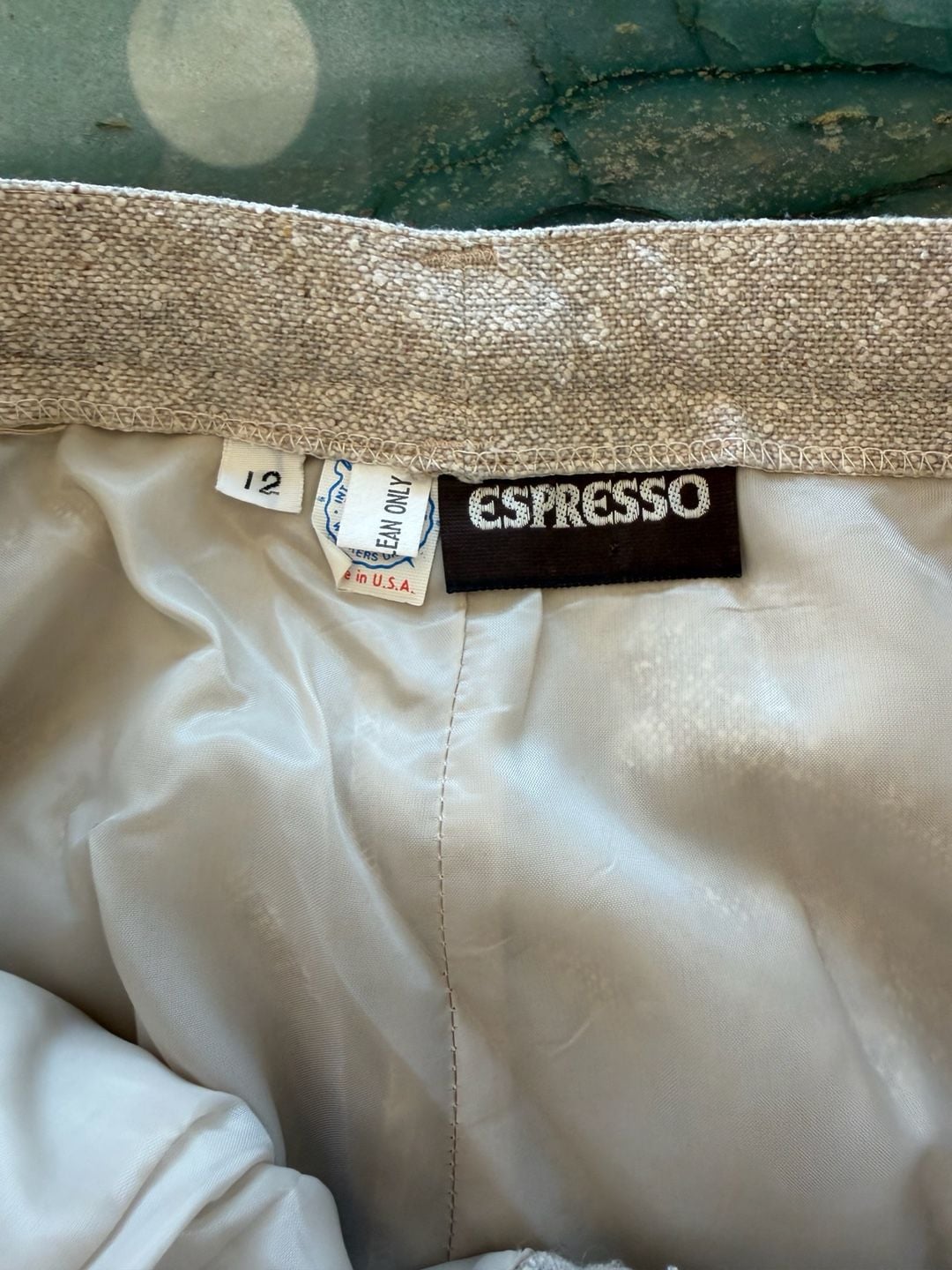 Vintage Espresso 80s Pleated Tweed Trousers Neutral Beige Wool Blend 3