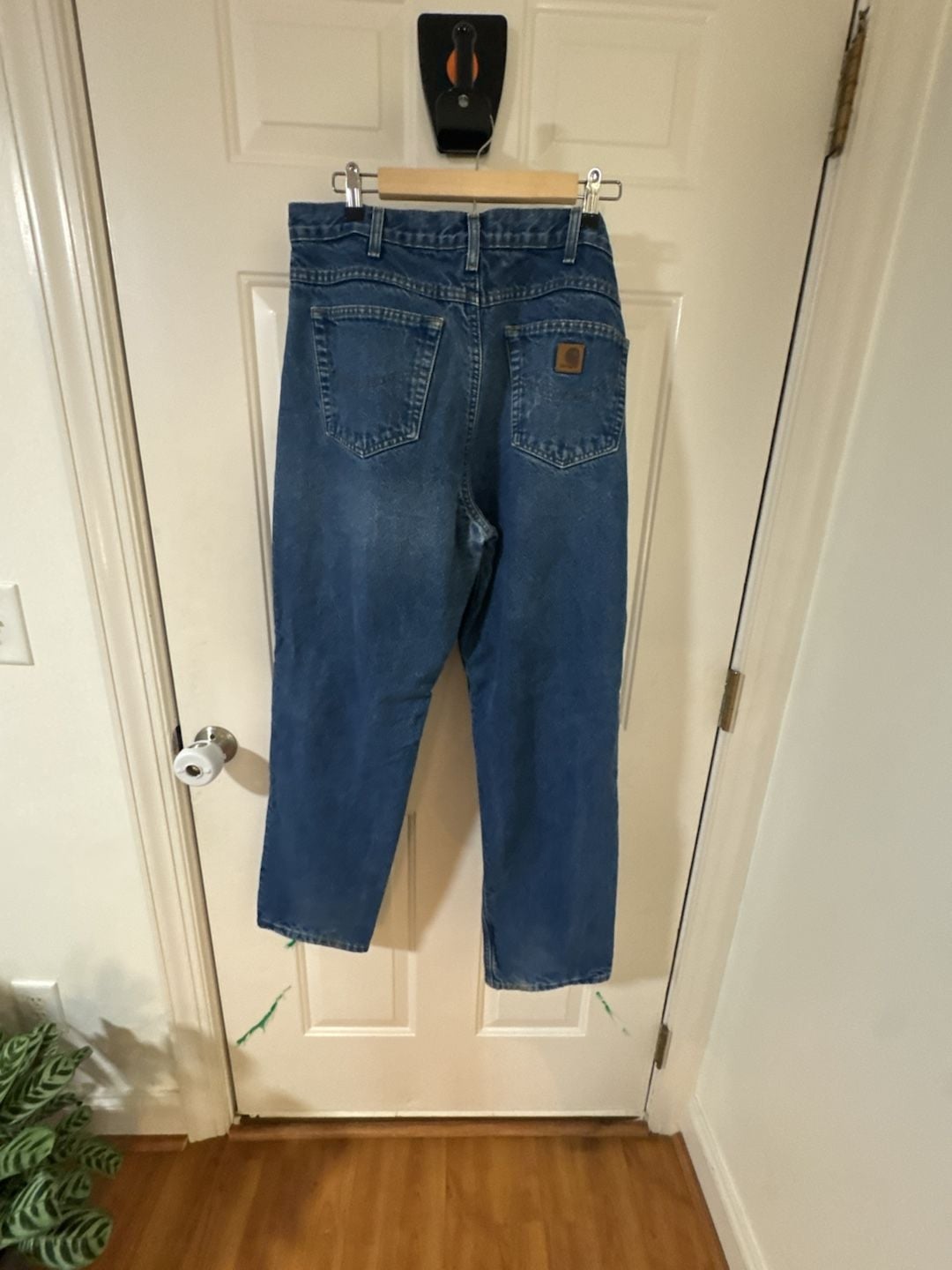 Carhartt Flannel Lined Jeans Size 36 x 32 Blue Denim Relaxed Fit 5