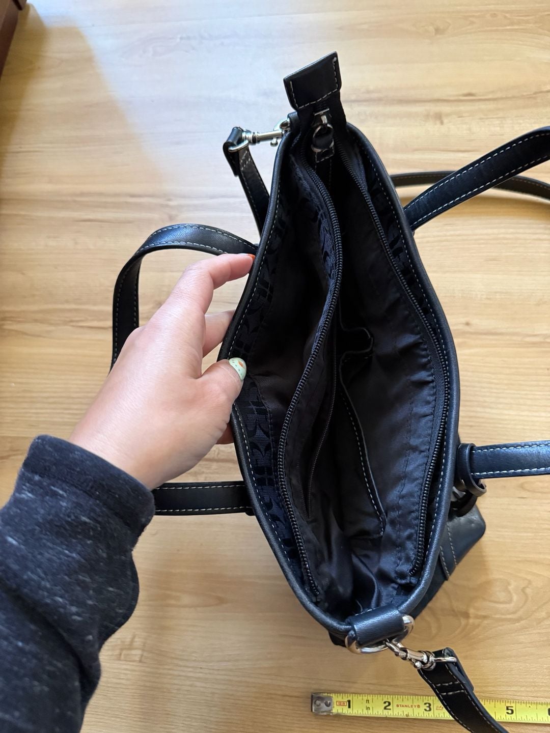 Fossil Jacquard Signature Black Handbag Crossbody Bag 4