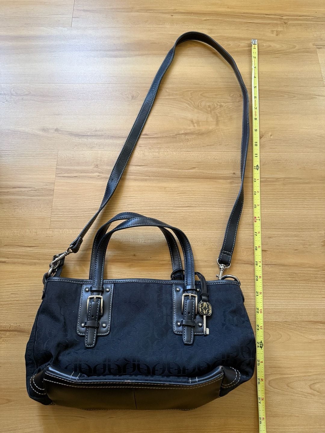 Fossil Jacquard Signature Black Handbag Crossbody Bag 9