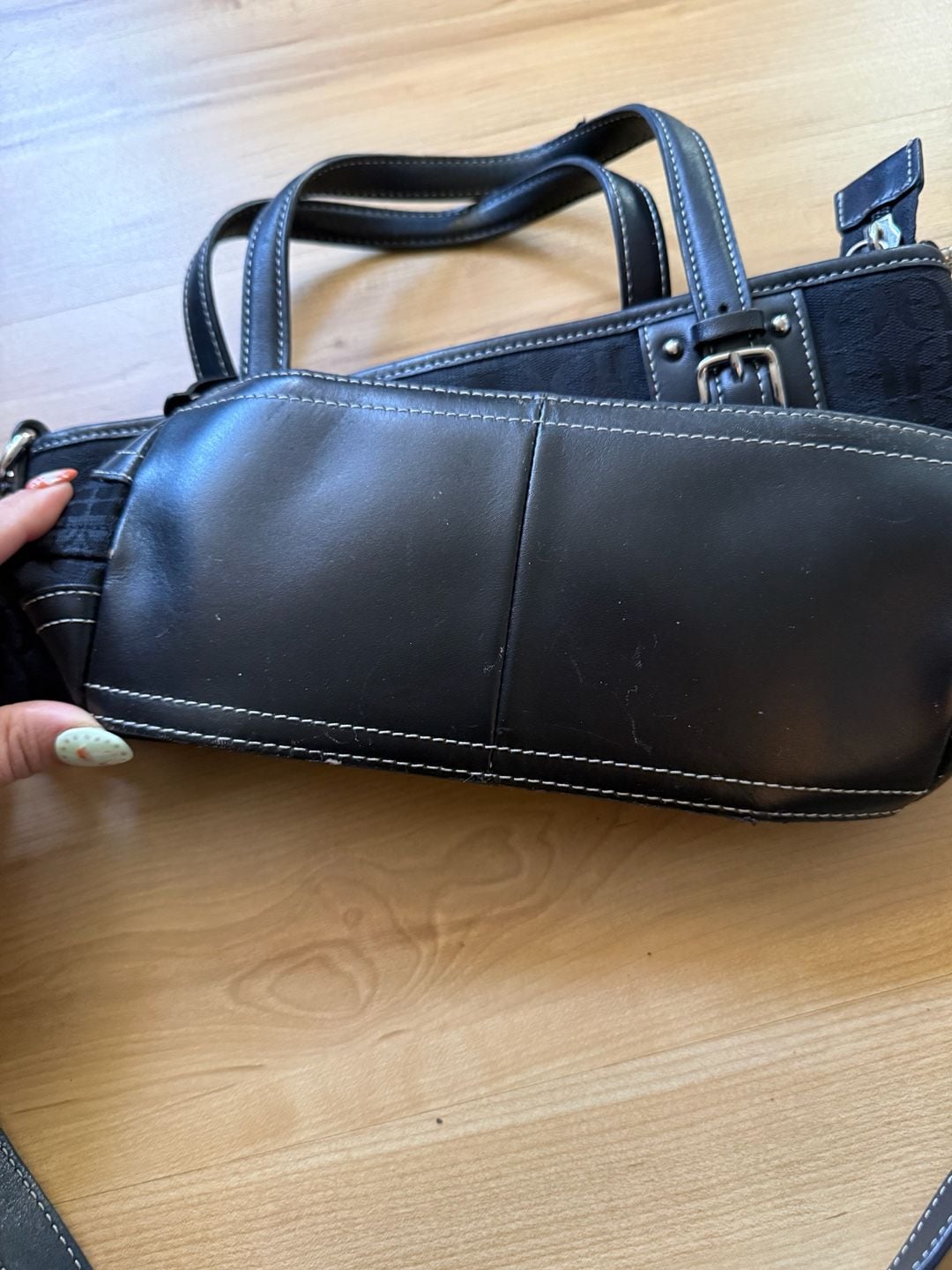 Fossil Jacquard Signature Black Handbag Crossbody Bag 12
