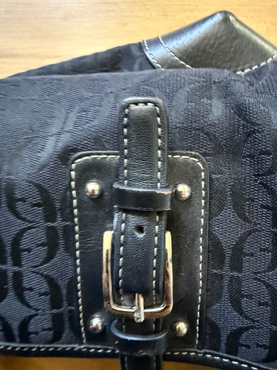 Fossil Jacquard Signature Black Handbag Crossbody Bag 14
