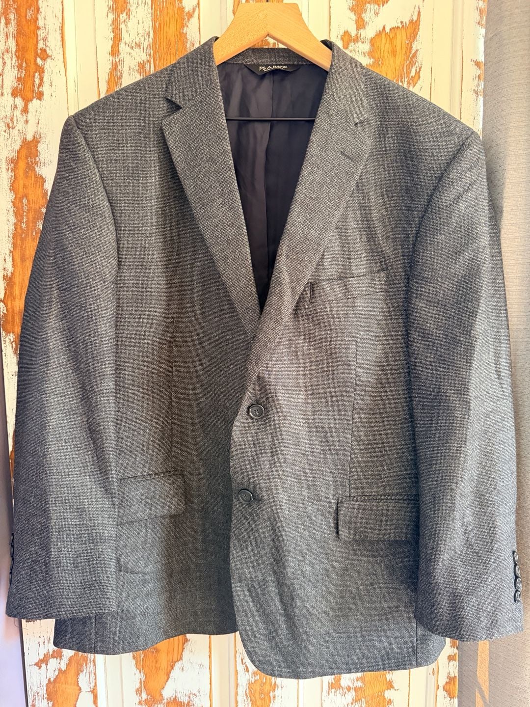Jos. A. Bank Men’s Wool Two Button Sports Blazer Size 44 Grey Blue Preppy 2