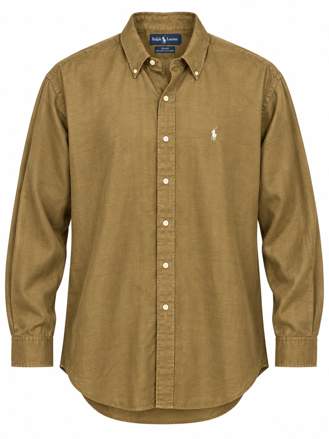Ralph Lauren Blake Long Sleeve Silk Linen Shirt Size X-Large Tan 2