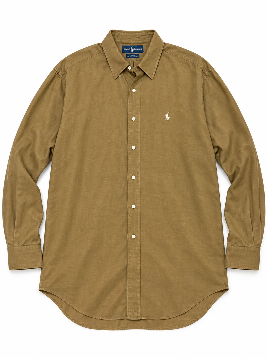 Ralph Lauren Blake Long Sleeve Silk Linen Shirt Size X-Large Tan 4
