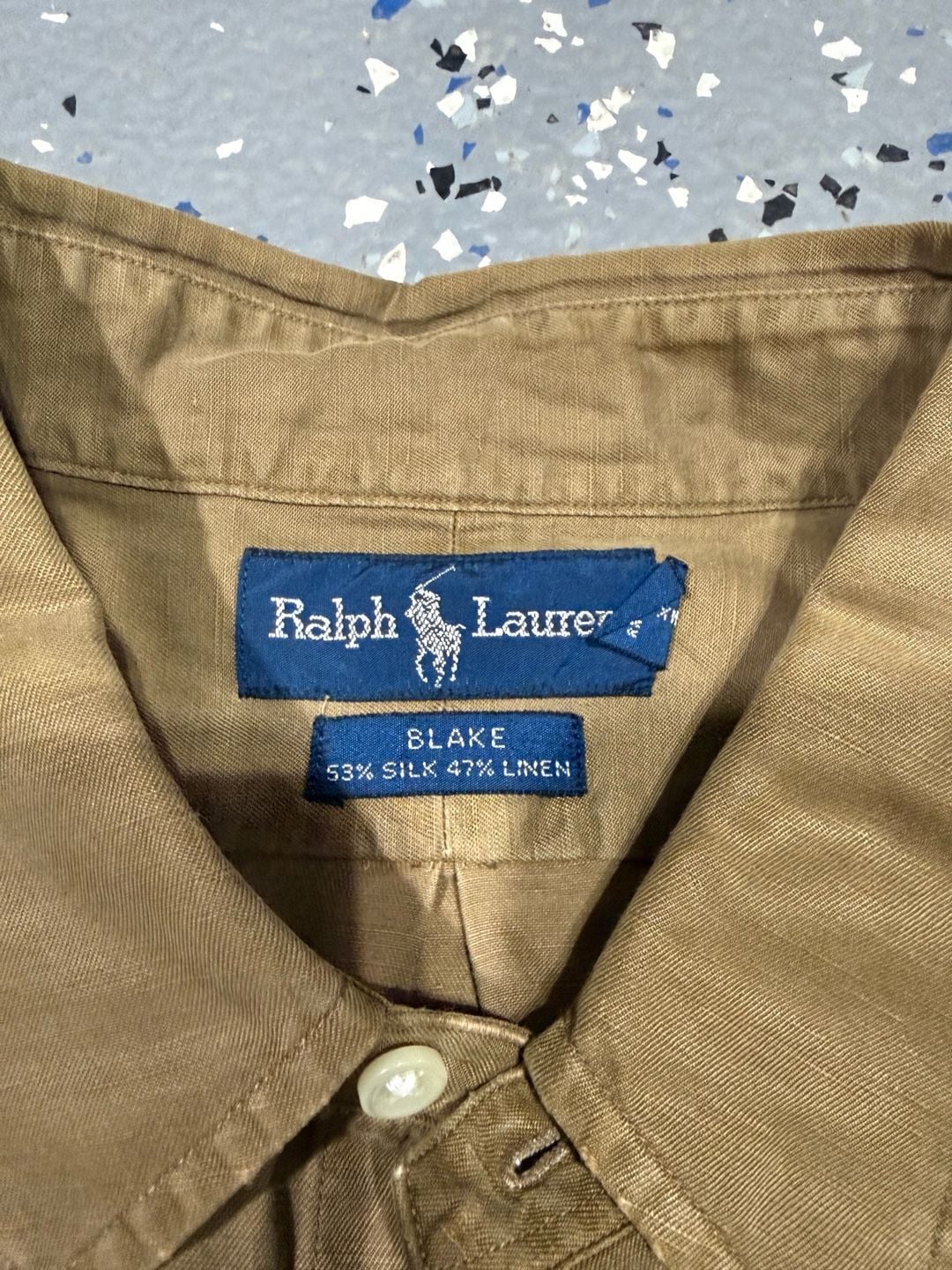 Ralph Lauren Blake Long Sleeve Silk Linen Shirt Size X-Large Tan 5