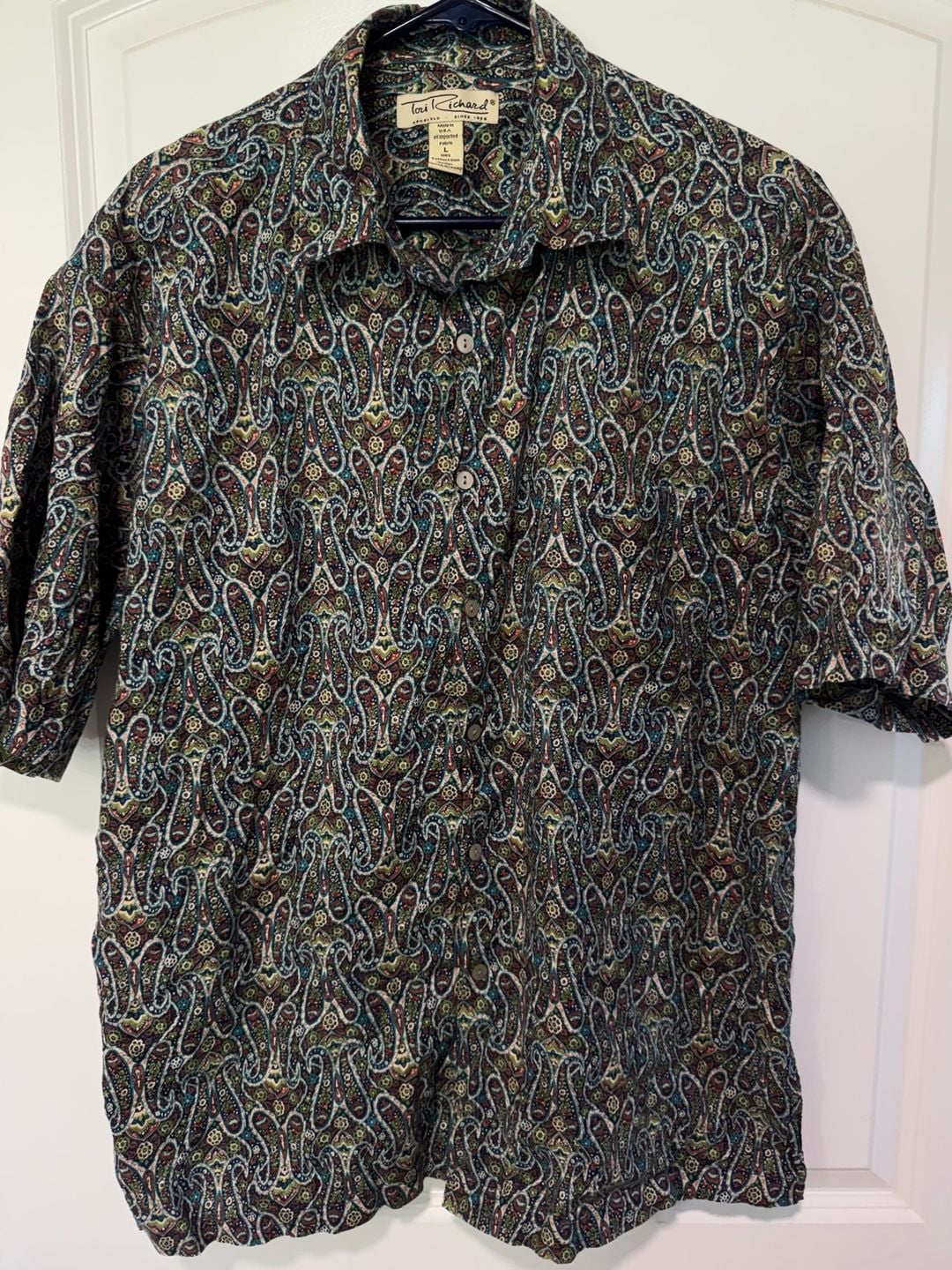 Tori Richard Paisley Hawaiian Aloha Shirt Cotton Lawn Resort Size L 2