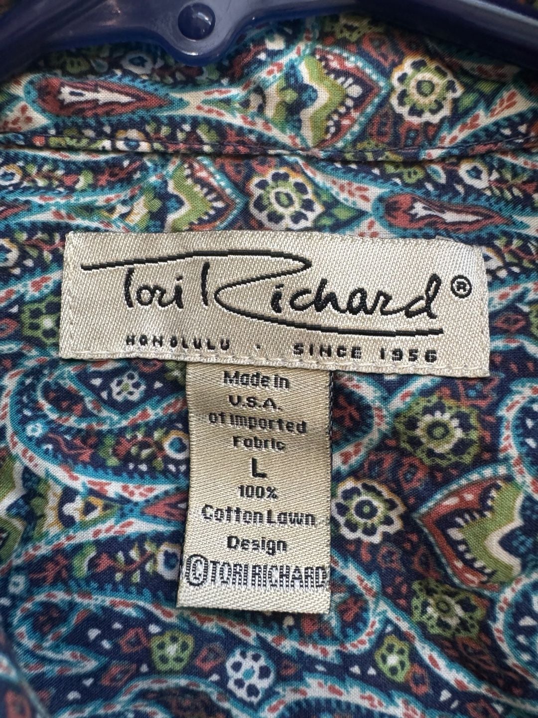 Tori Richard Paisley Hawaiian Aloha Shirt Cotton Lawn Resort Size L 4