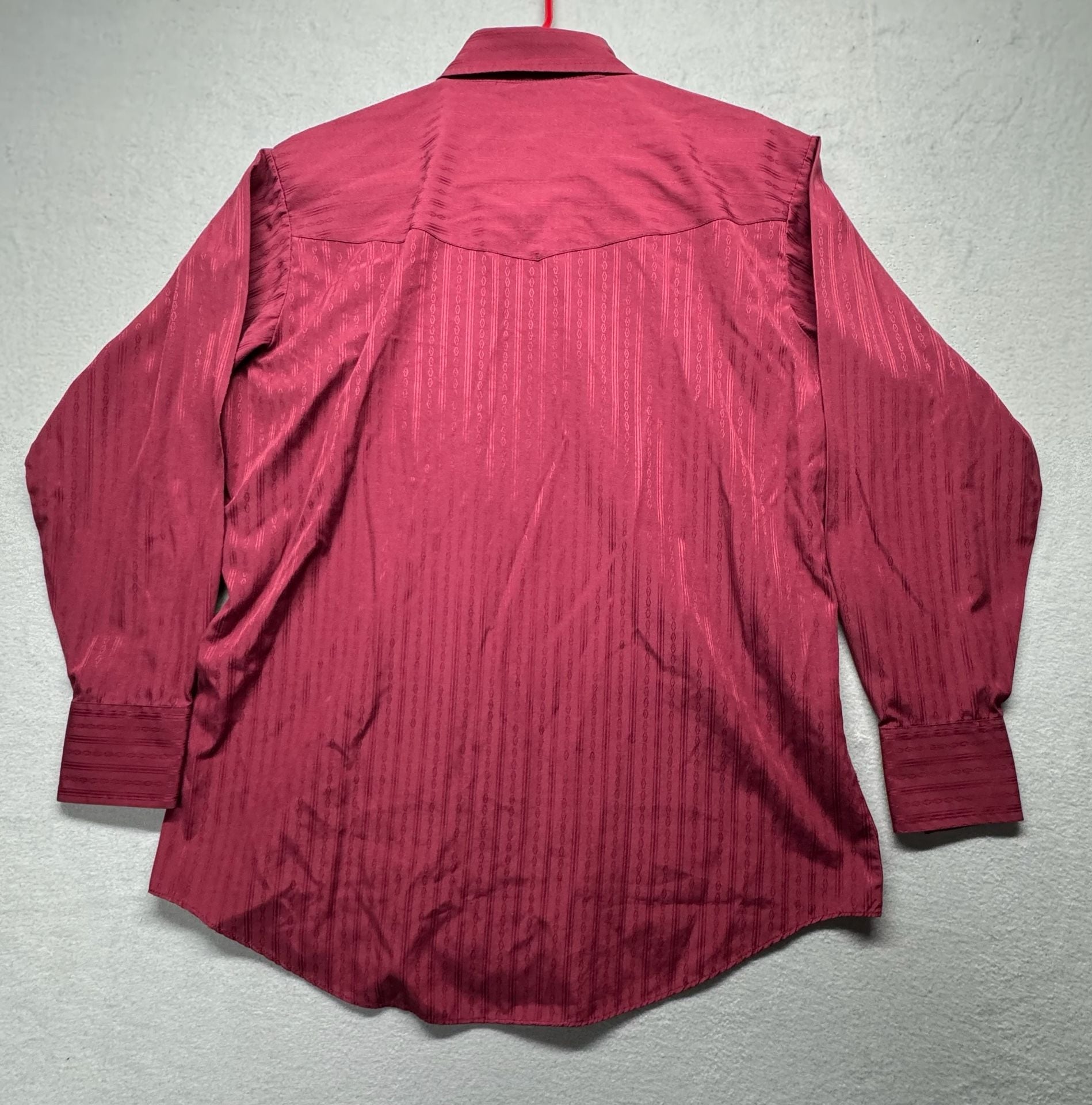Ely Cattleman Western Shirt Size Large 16.5/34 Burgundy Pearl Snap Long Sleeve 4