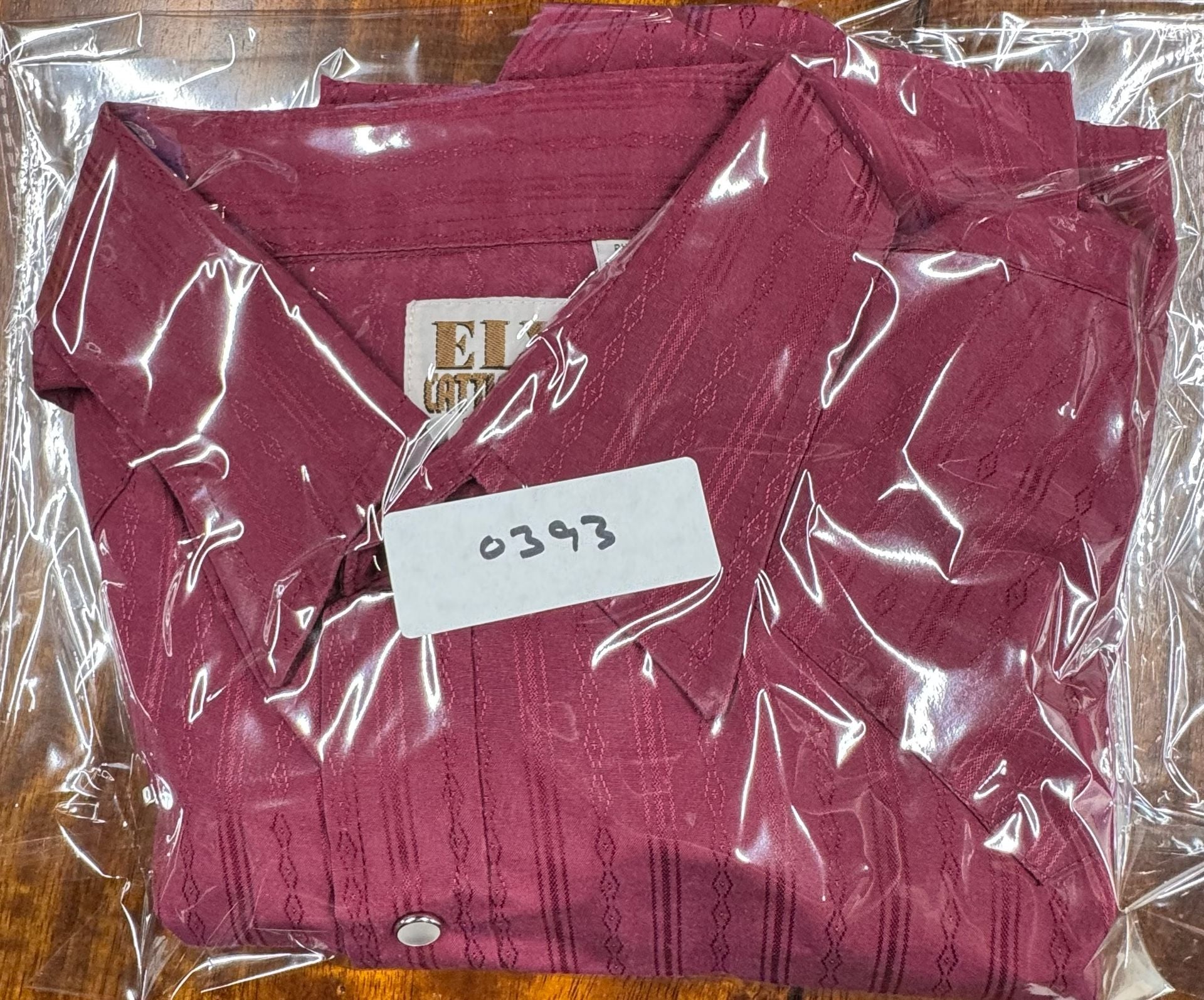 Ely Cattleman Western Shirt Size Large 16.5/34 Burgundy Pearl Snap Long Sleeve 8