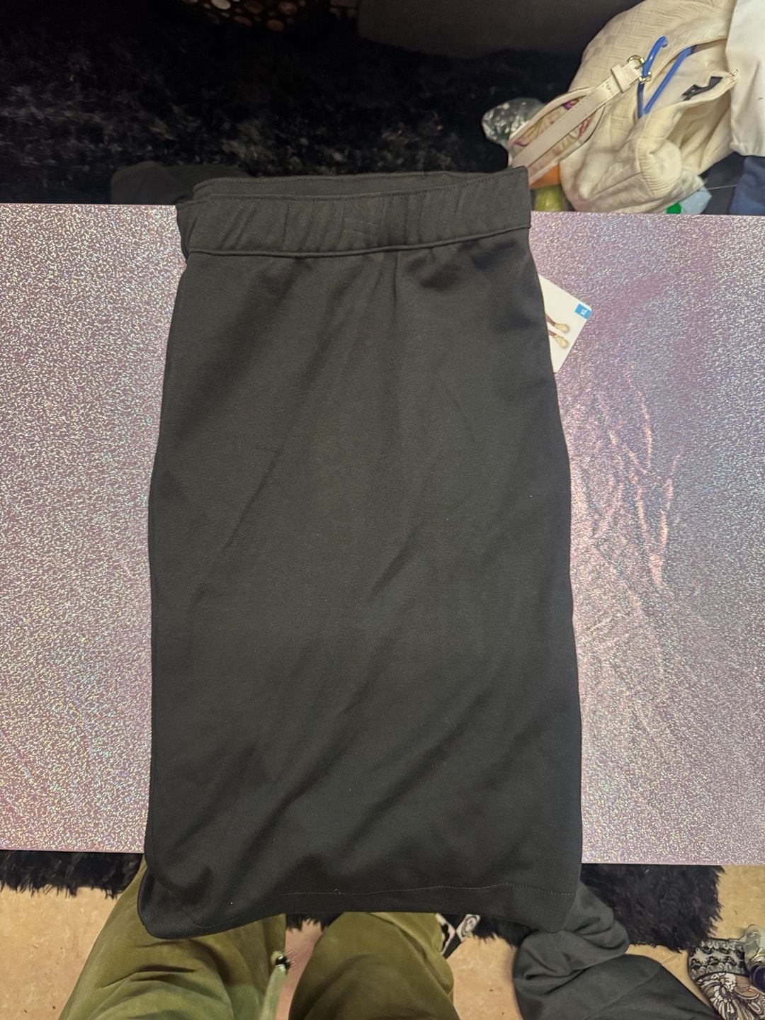 Berkley Jensen Pull-On Knit Skirt Size XL Black Cargo Drawstring 5