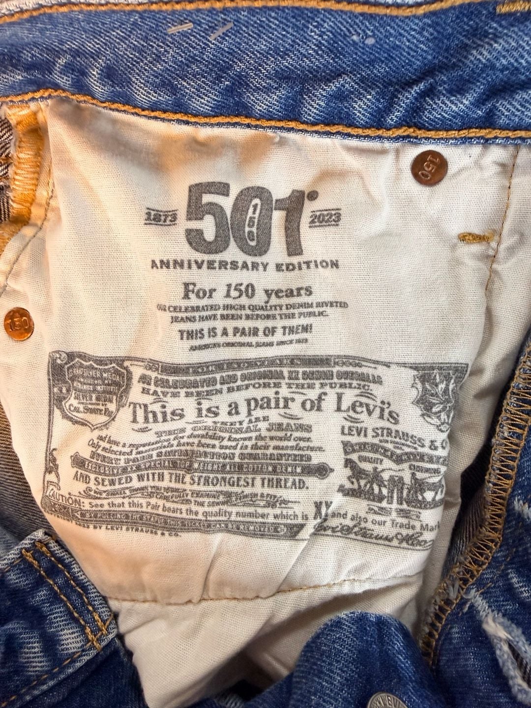 Levi's 501 150th Anniversary Edition Jeans 29x30 Straight Leg Heart Patch 3