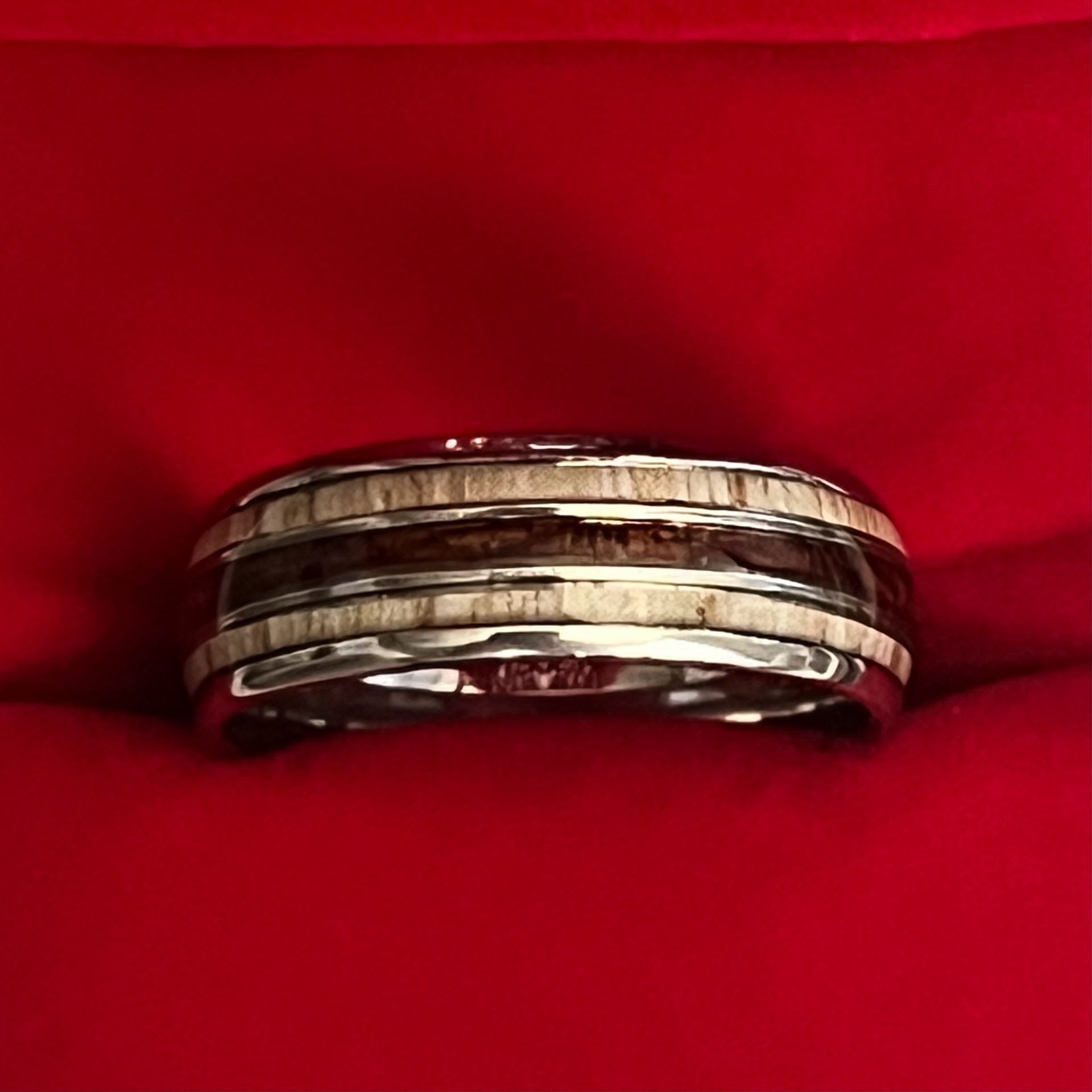 Tungsten Titanium Antler and Koa Wood Inlay 8mm Band Ring Size 12 2