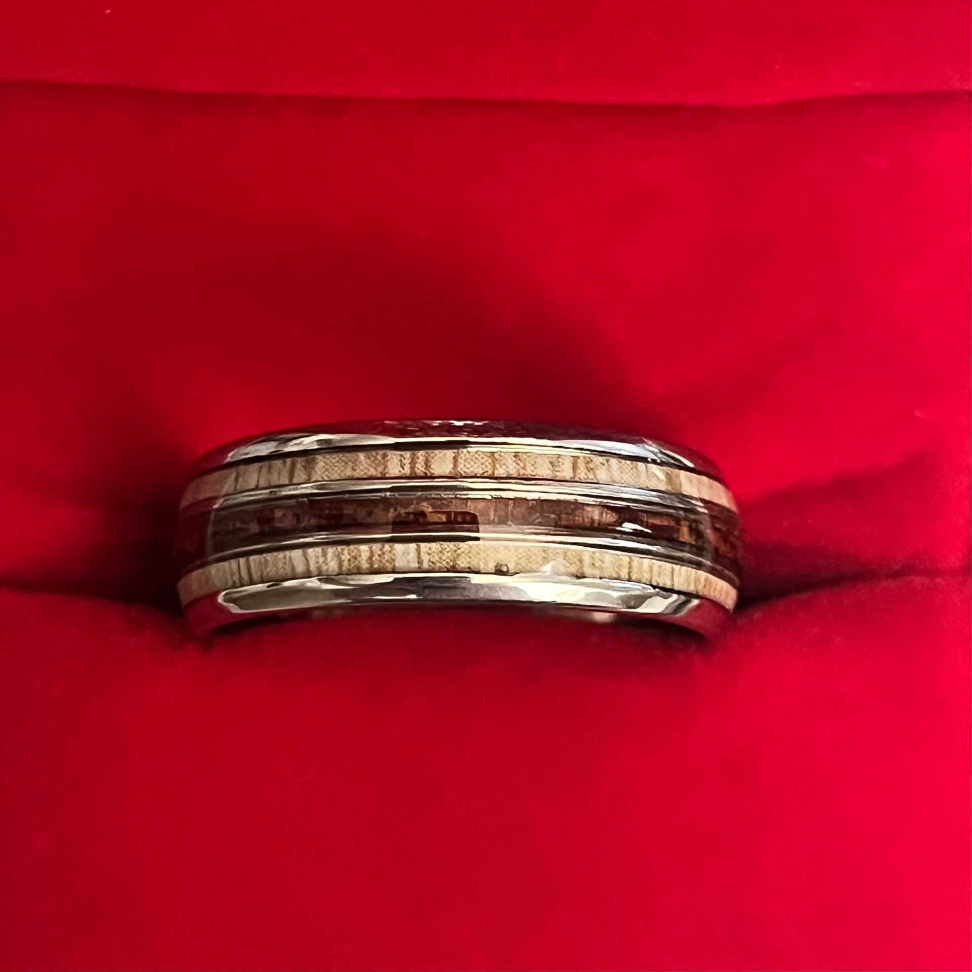 Tungsten Titanium Antler and Koa Wood Inlay 8mm Band Ring Size 12 4