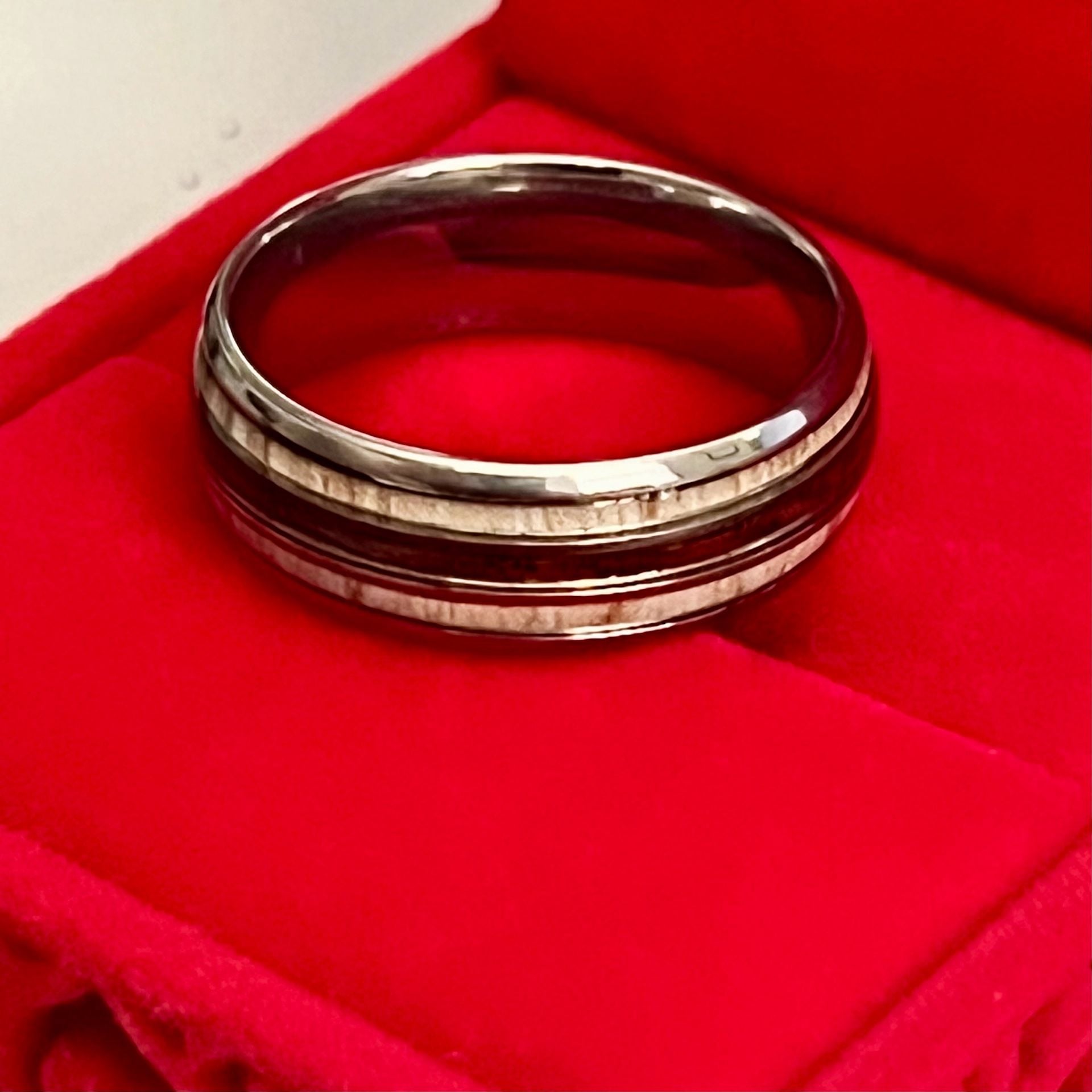 Tungsten Titanium Antler and Koa Wood Inlay 8mm Band Ring Size 12 5