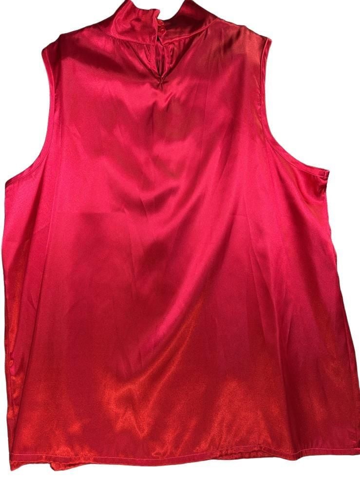 Anthony Richards Satin Blouse Red Mock Neck 4