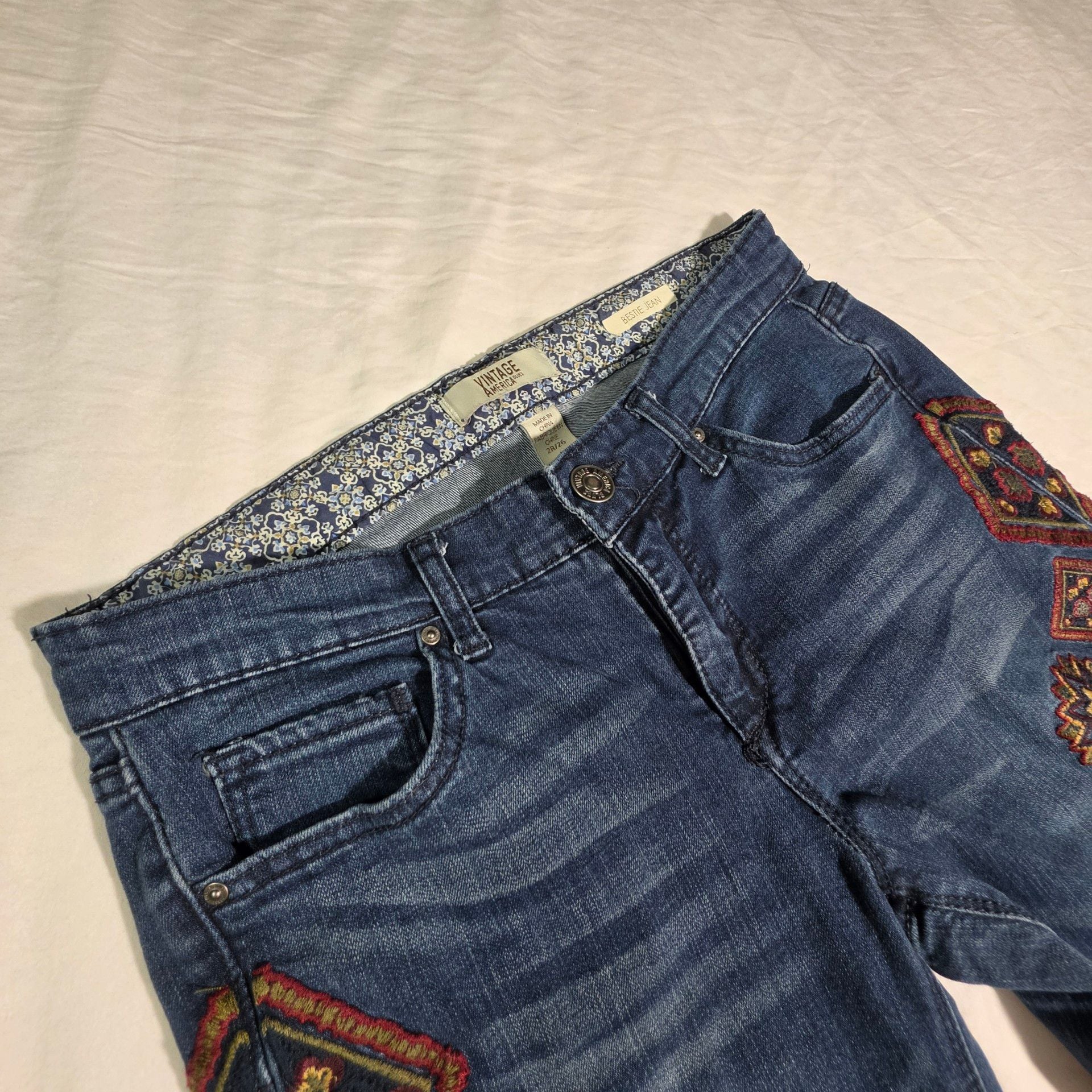 Vintage America Blues Bestie Jean 2/26 Embroidered Straight Jeans 6