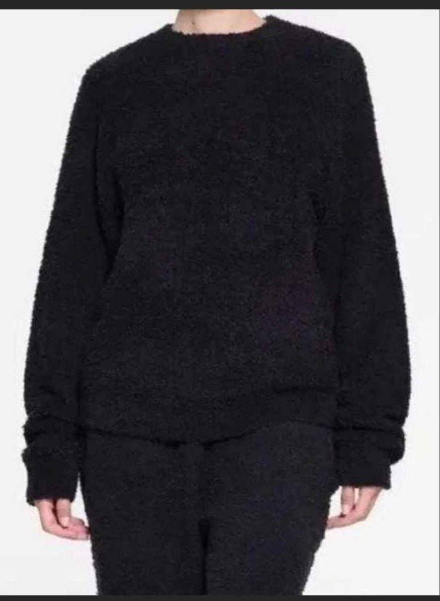 SKIMS Cozy Unisex Pullover Size S/M Onyx Black Sweater 2