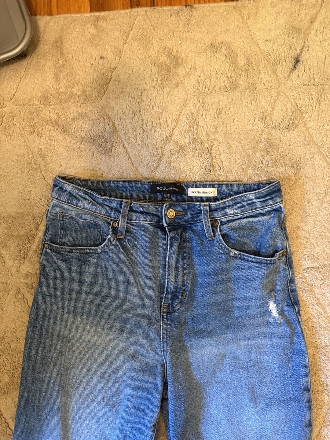 BCBGeneration Skater Straight Jeans Size 9/29 Medium Wash Distressed 2