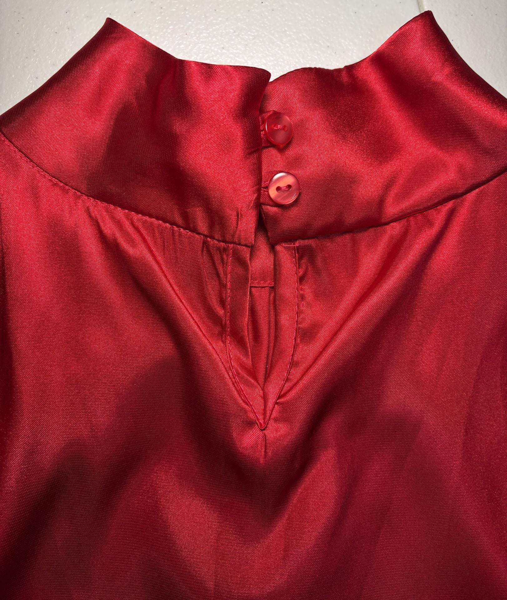 Anthony Richards Satin Blouse Red Mock Neck 5