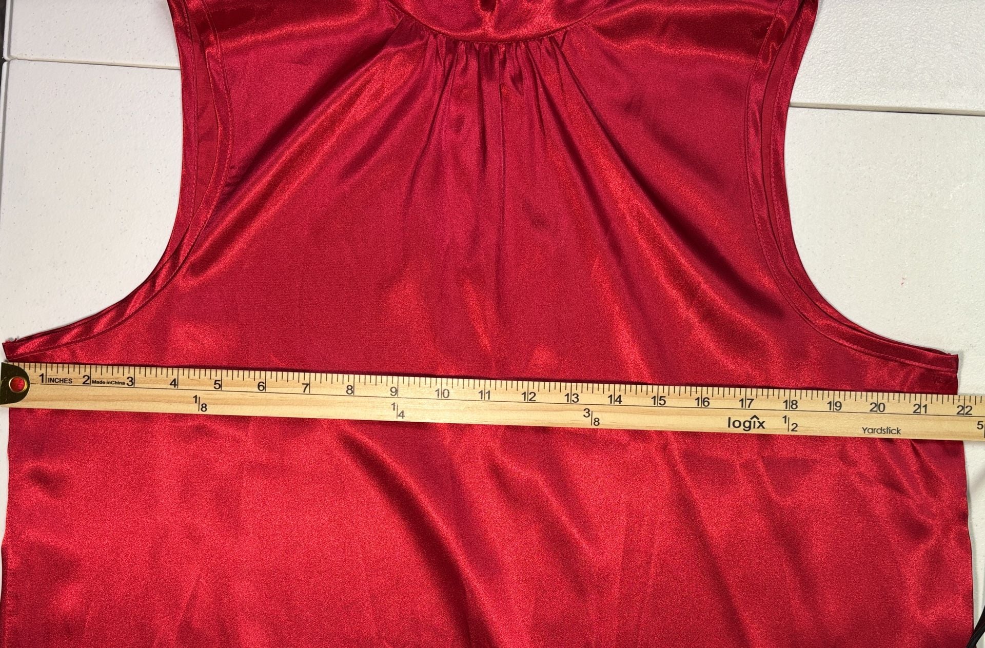 Anthony Richards Satin Blouse Red Mock Neck 6