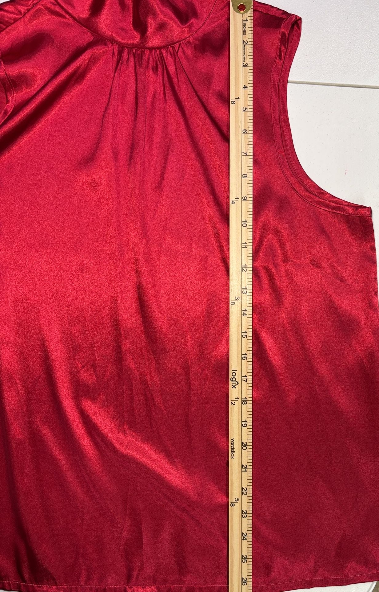 Anthony Richards Satin Blouse Red Mock Neck 7