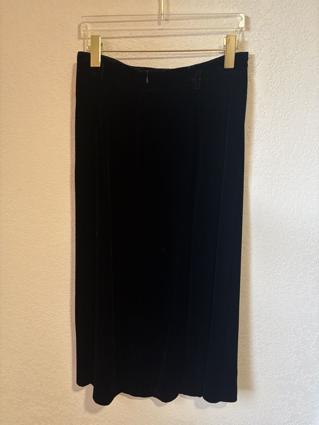 Eddie Bauer Velvet Skirt Size 8 Petite Black Rayon Silk 3