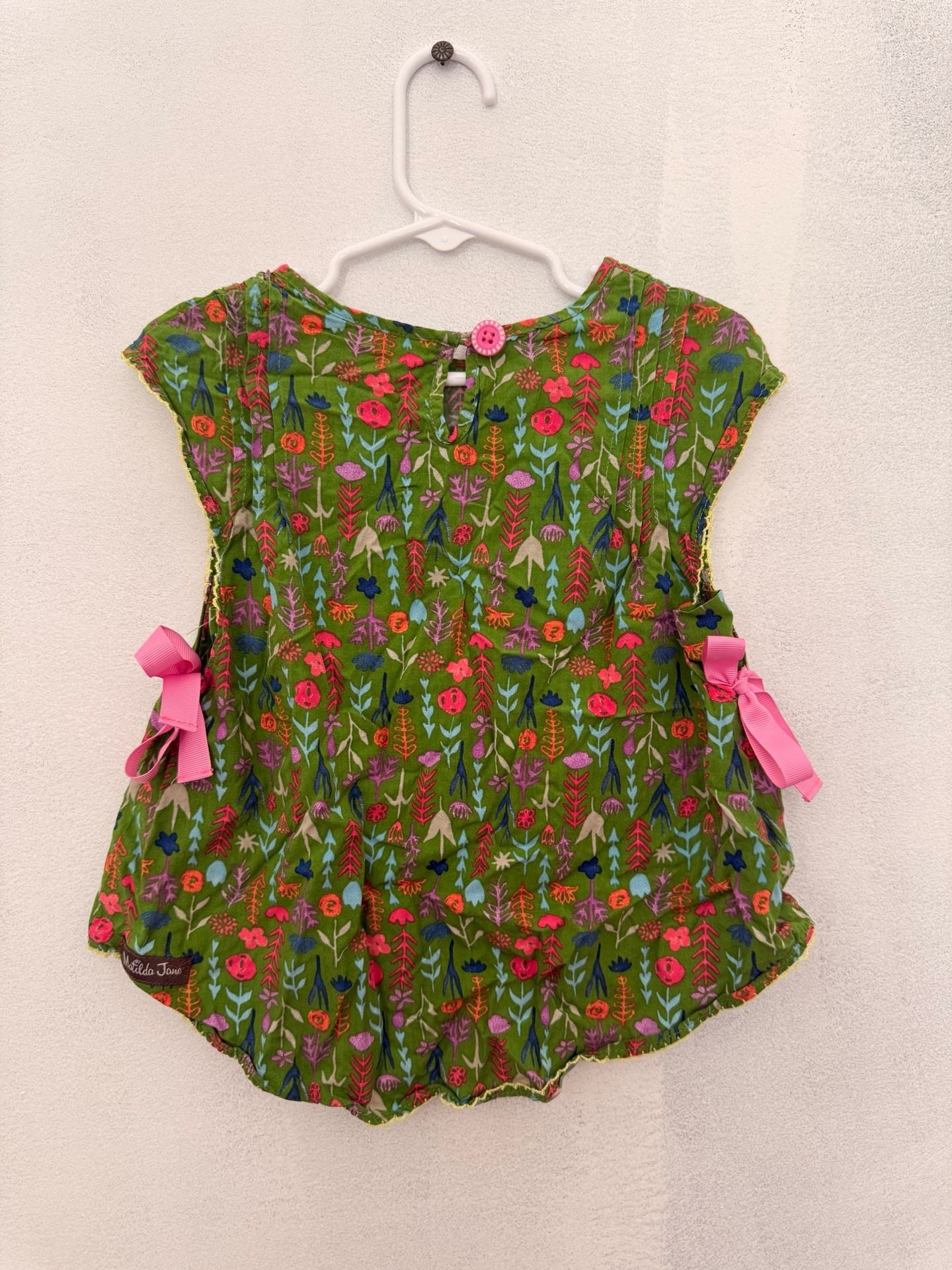Matilda Jane Floral Top Size 2 Green Pink Bows 2