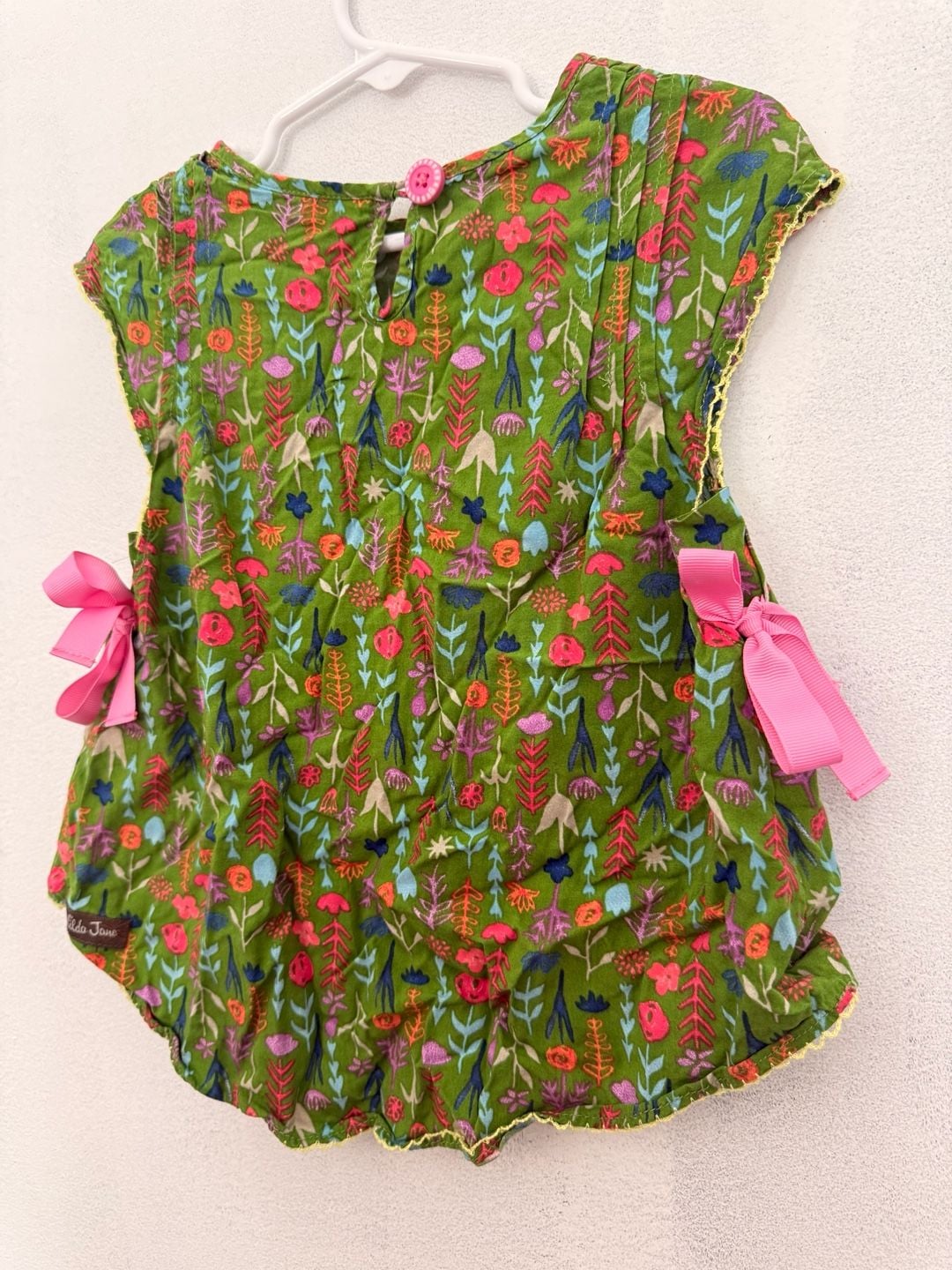 Matilda Jane Floral Top Size 2 Green Pink Bows 3