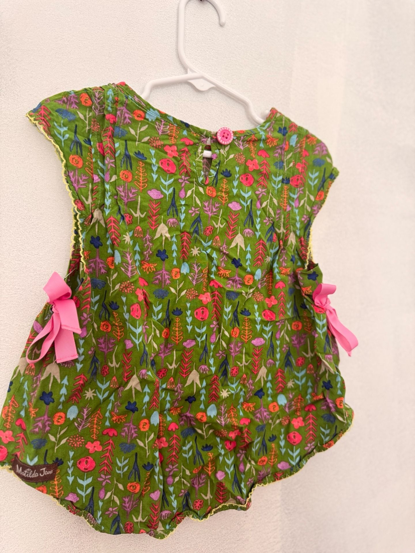 Matilda Jane Floral Top Size 2 Green Pink Bows 4