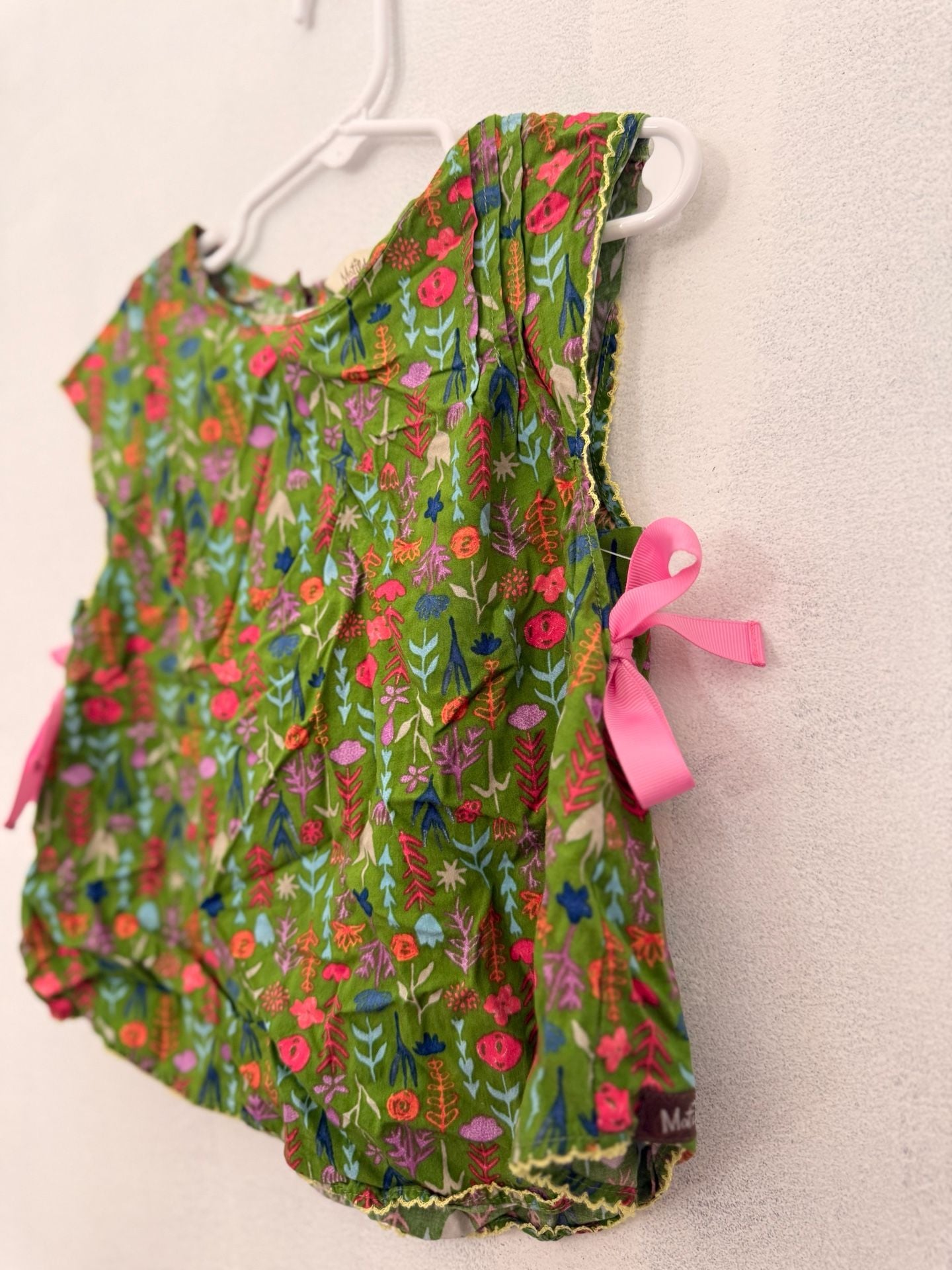Matilda Jane Floral Top Size 2 Green Pink Bows 6
