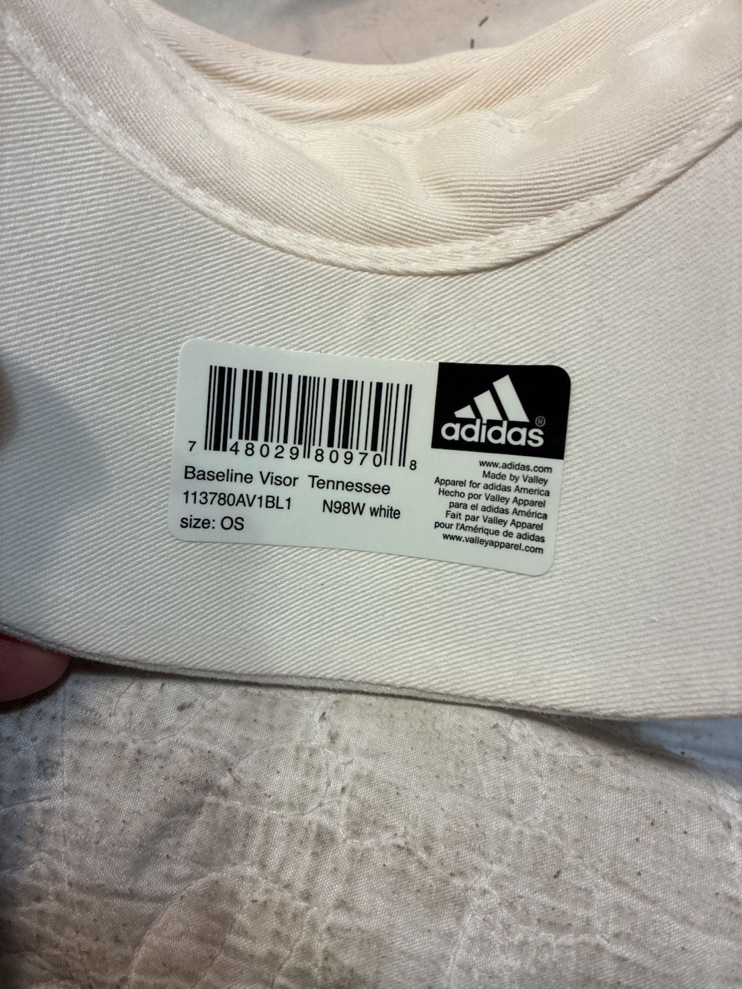 Adidas Tennessee Volunteers Visor Hat White Embroidered NCAA 8