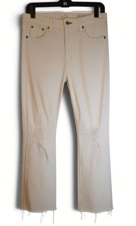 Rag & Bone Distressed Crop Flare Jeans White Sz 29 2