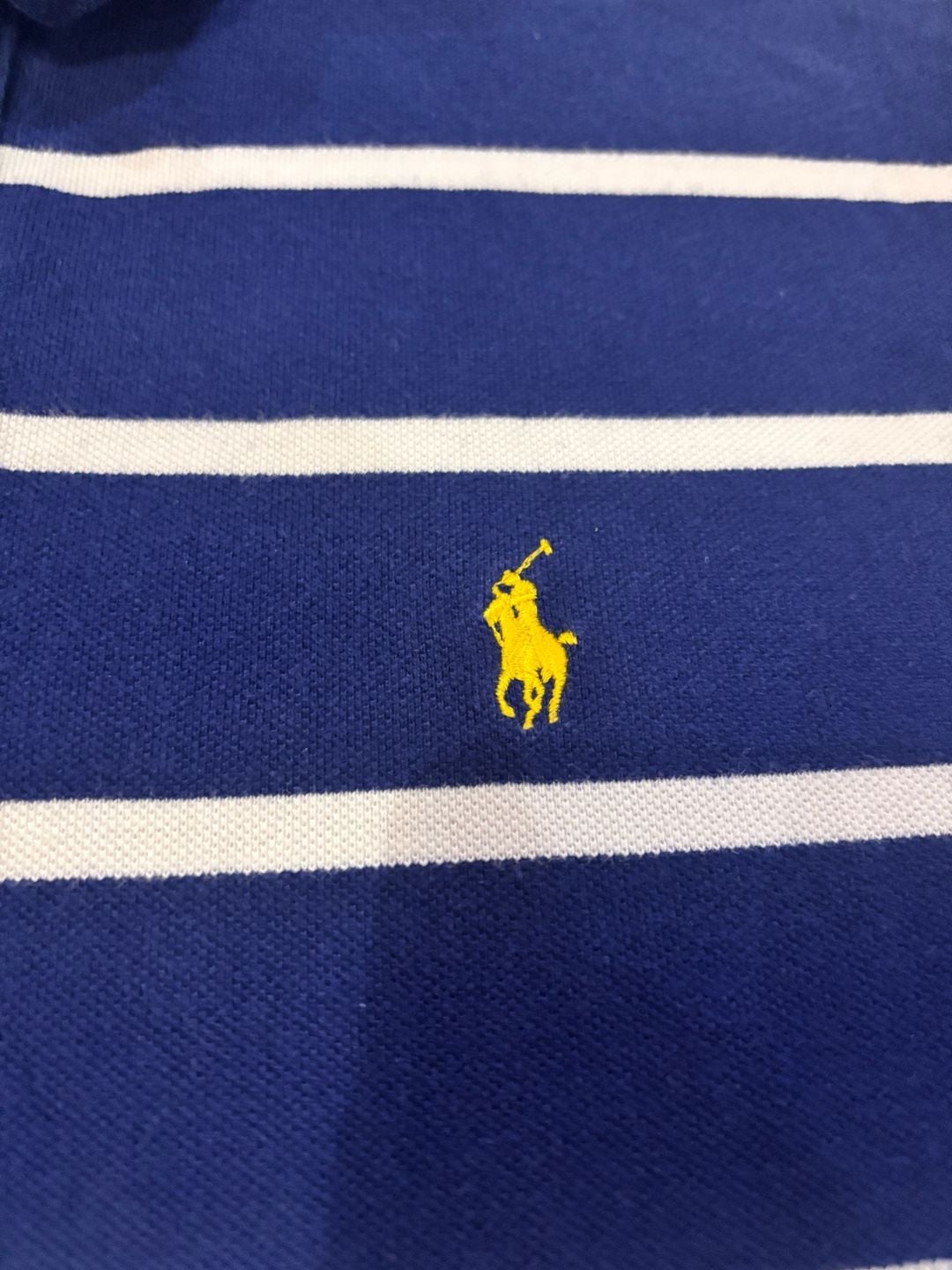 Polo Ralph Lauren Striped Polo Shirt Size L Blue White Yellow Pony 4