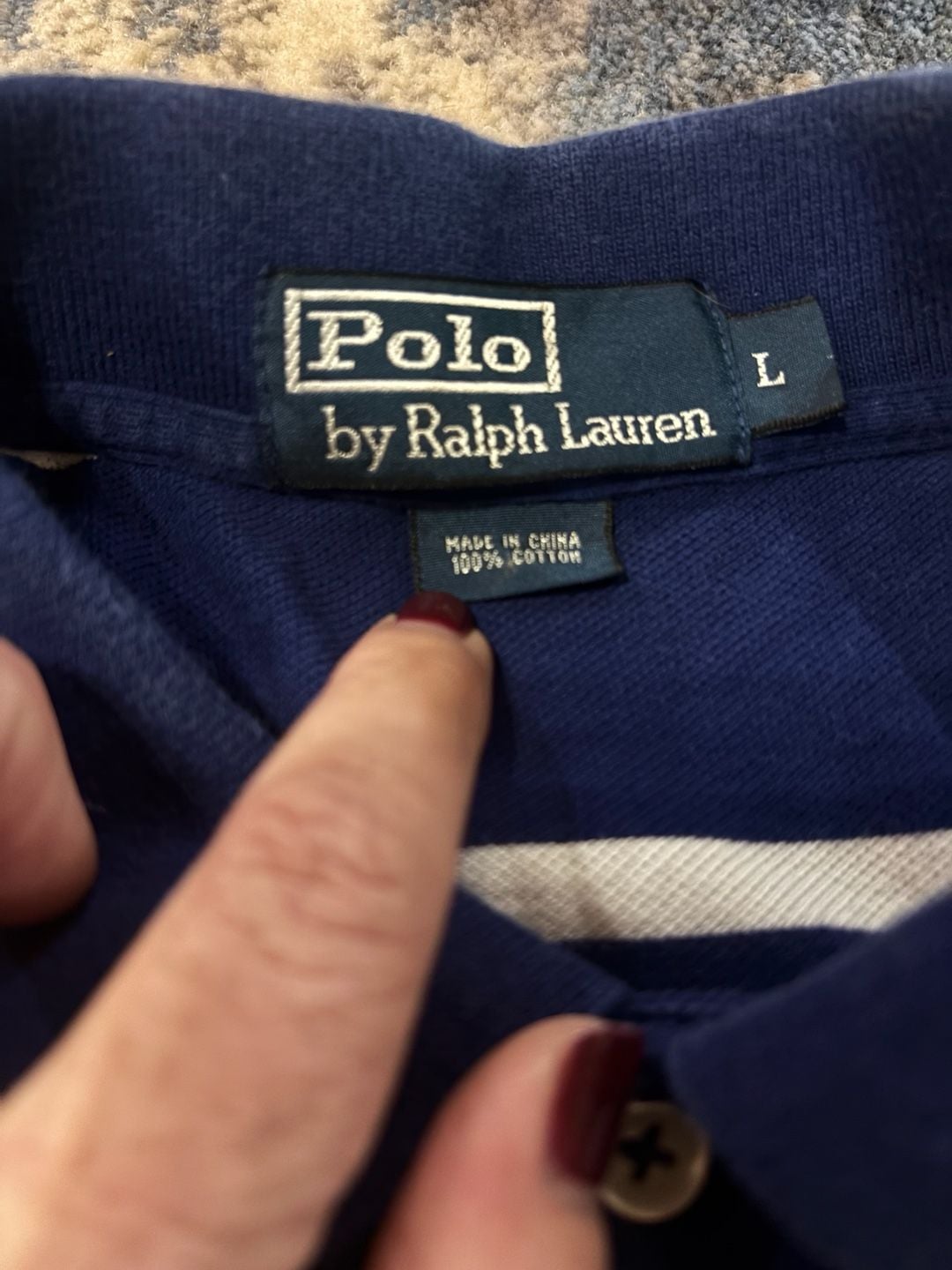 Polo Ralph Lauren Striped Polo Shirt Size L Blue White Yellow Pony 5