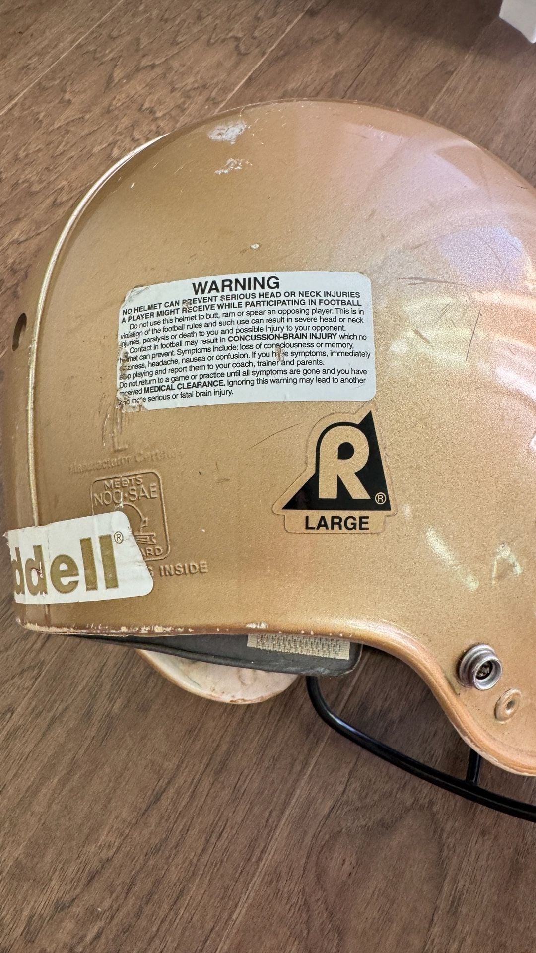 Riddell Football Helmet Size Large Gold with Black Facemask 5