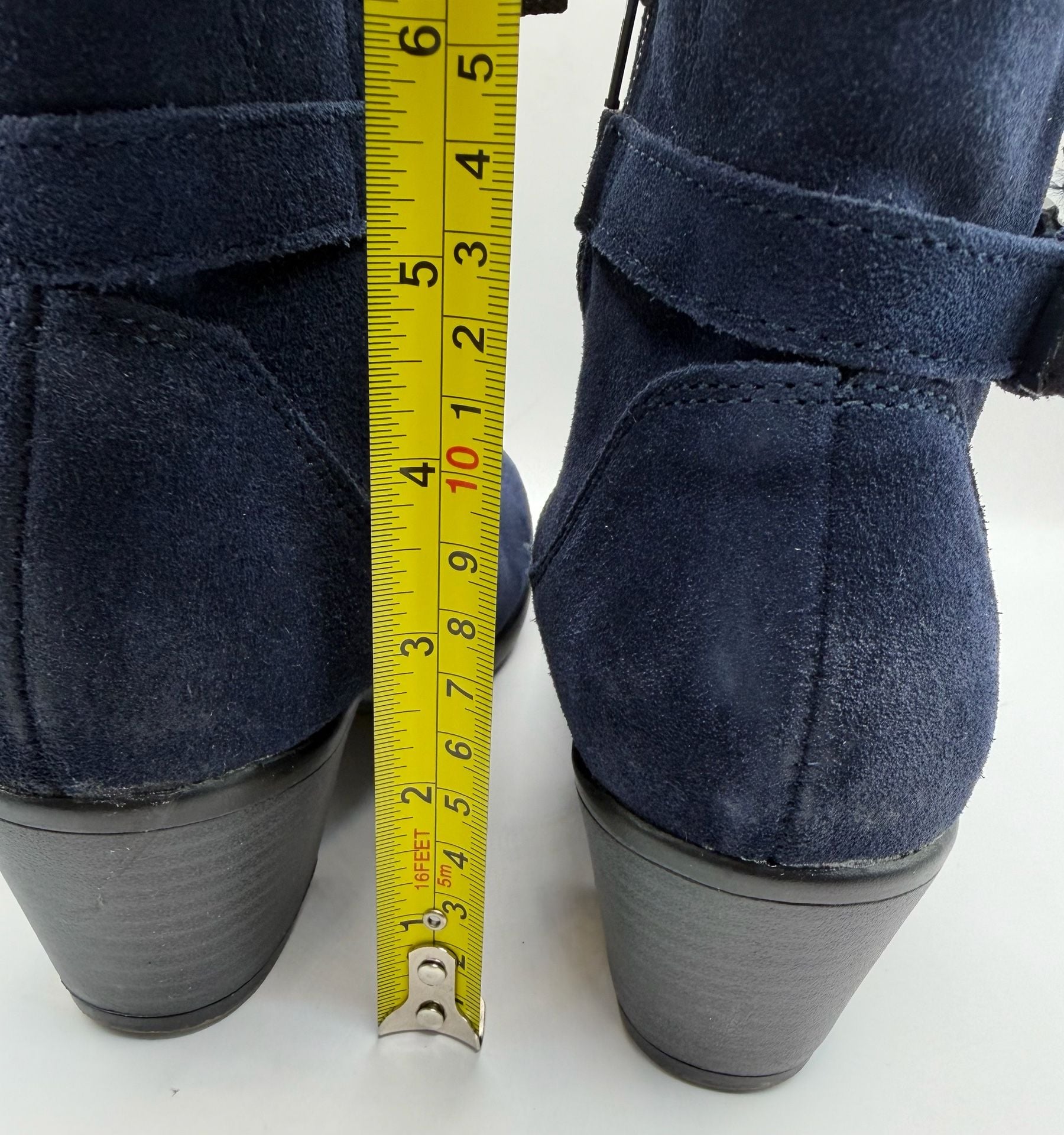 Earth Origins Blue Suede Ankle Boots Booties Tassel Buckle 5
