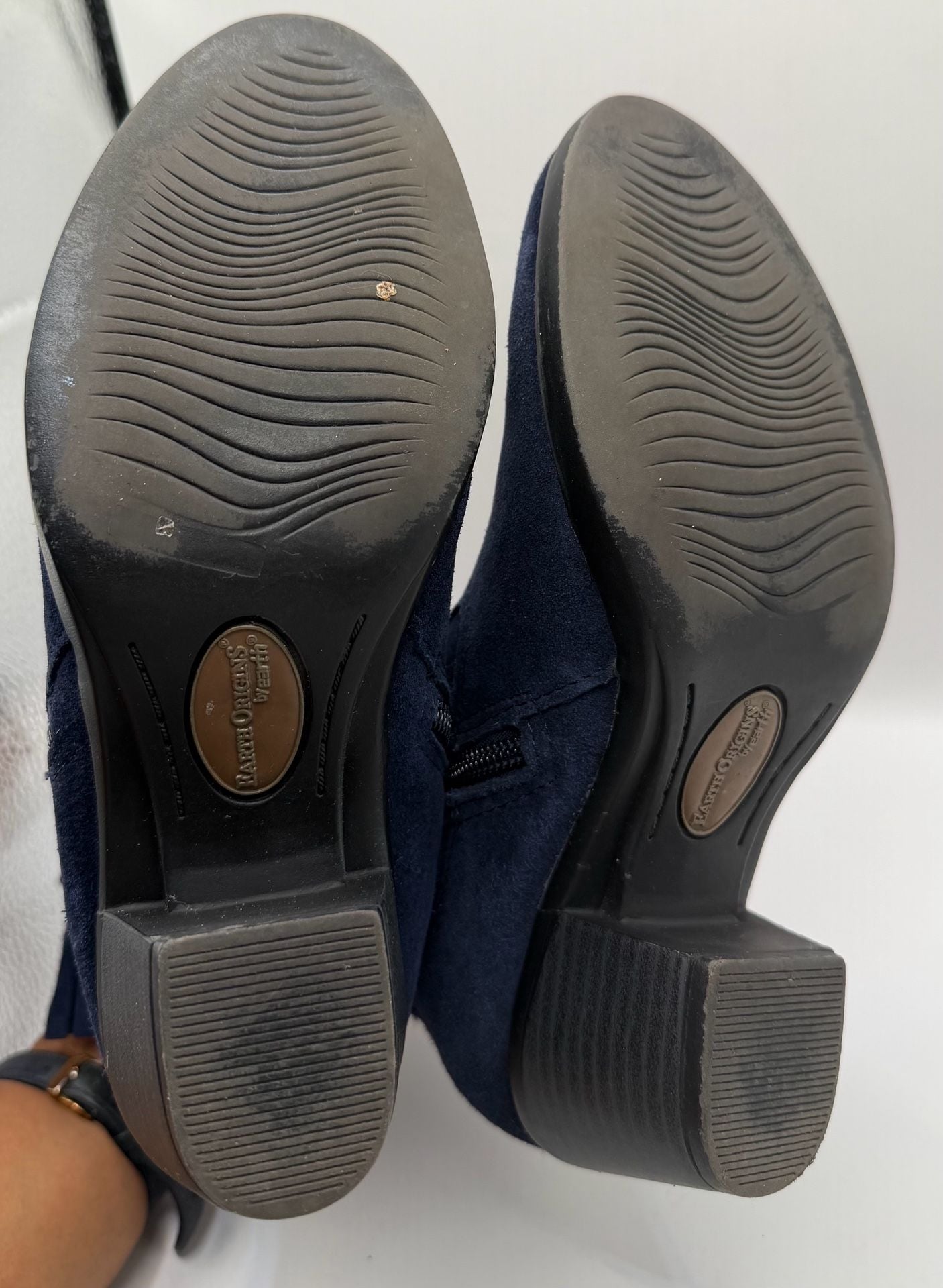 Earth Origins Blue Suede Ankle Boots Booties Tassel Buckle 6