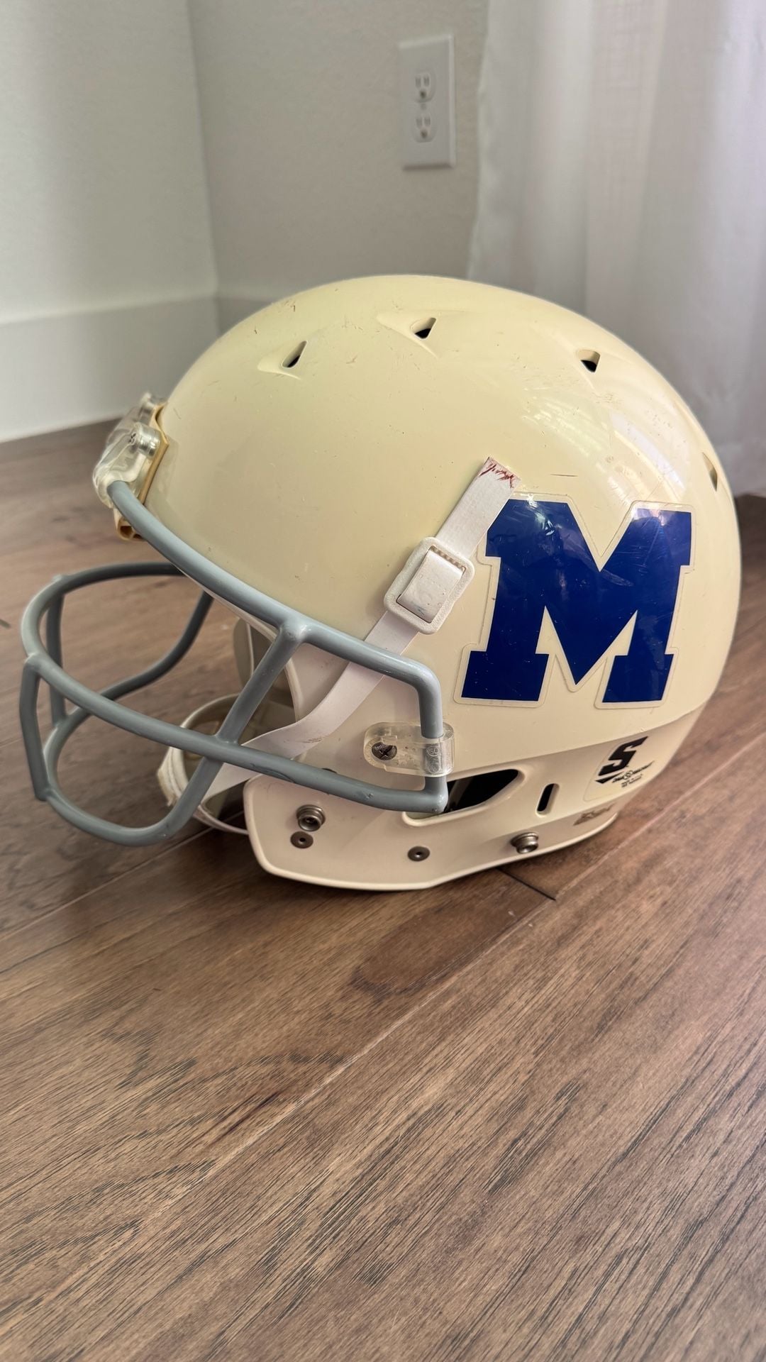 Schutt Vintage Football Helmet Off White Blue M Logo Size l 1