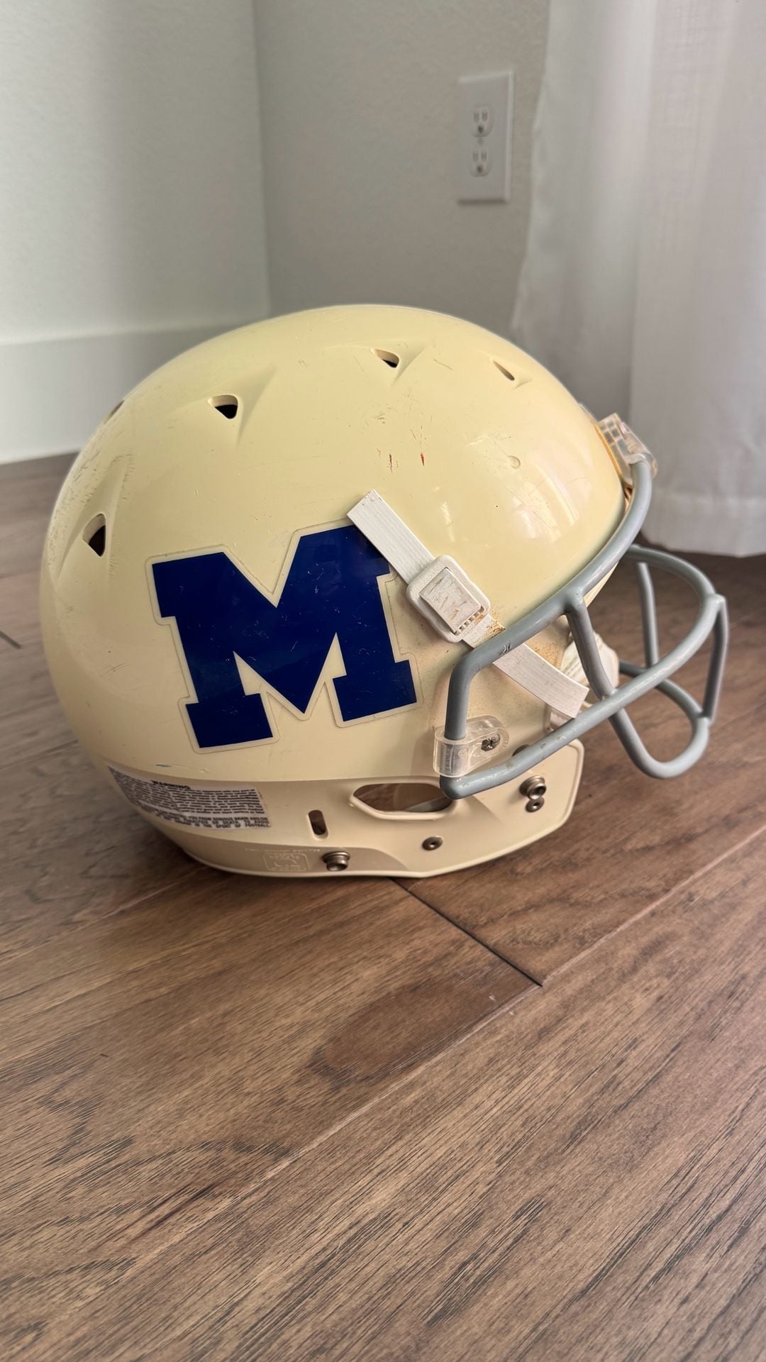 Schutt Vintage Football Helmet Off White Blue M Logo Size l 2