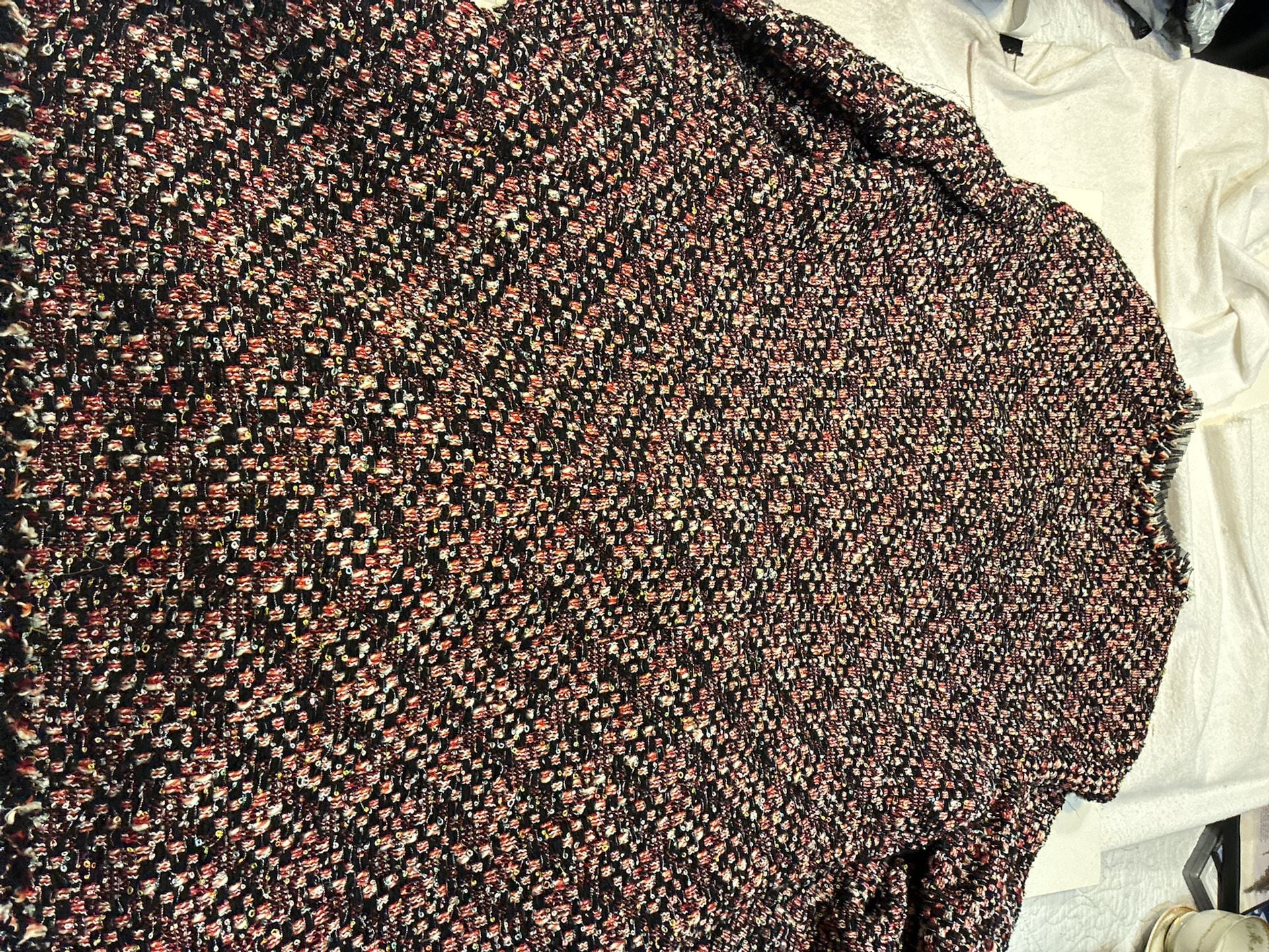 Rena Lange Tweed Blazer Multi Color Sequins Ruffle Trim Jacket 11