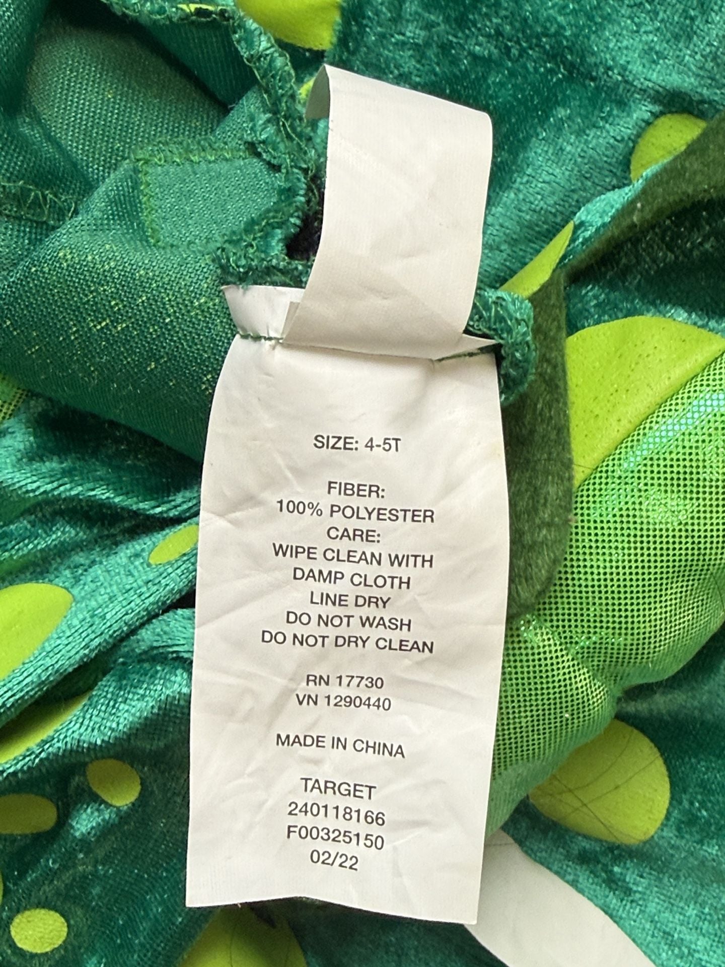 Target Aligator Costume Size 4-5T Green Polka Dot Kids Halloween Dress Up 5