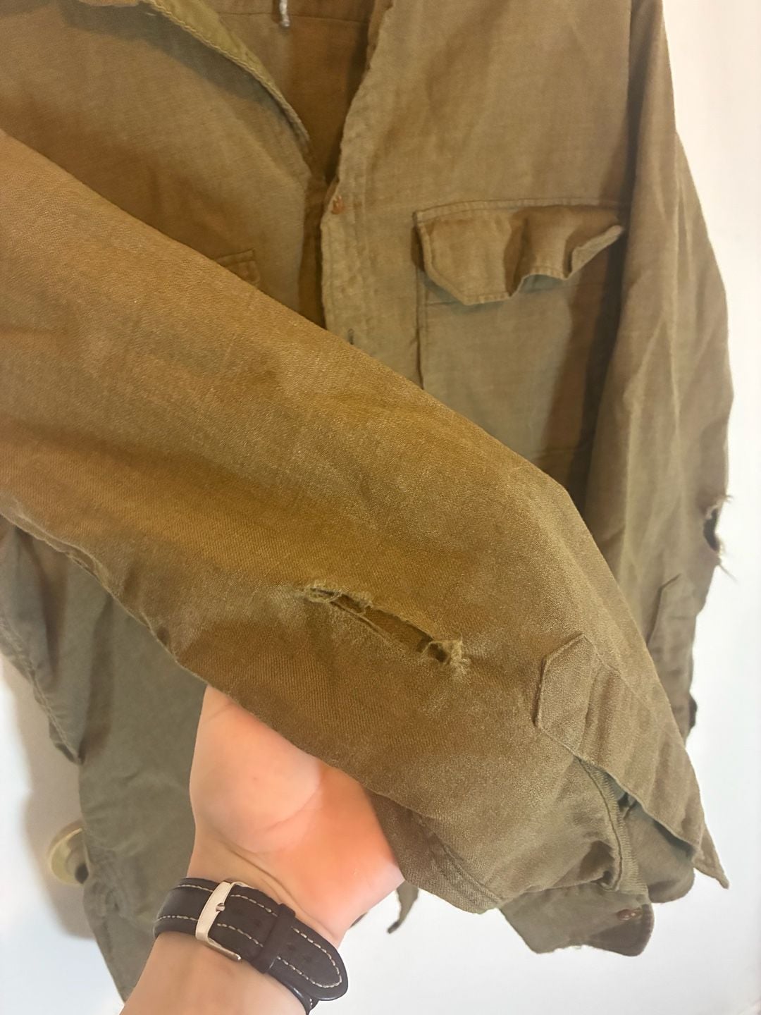 US Military Vintage Wool Fatigue Shirt Size 14.5 - 32 Olive Drab 3